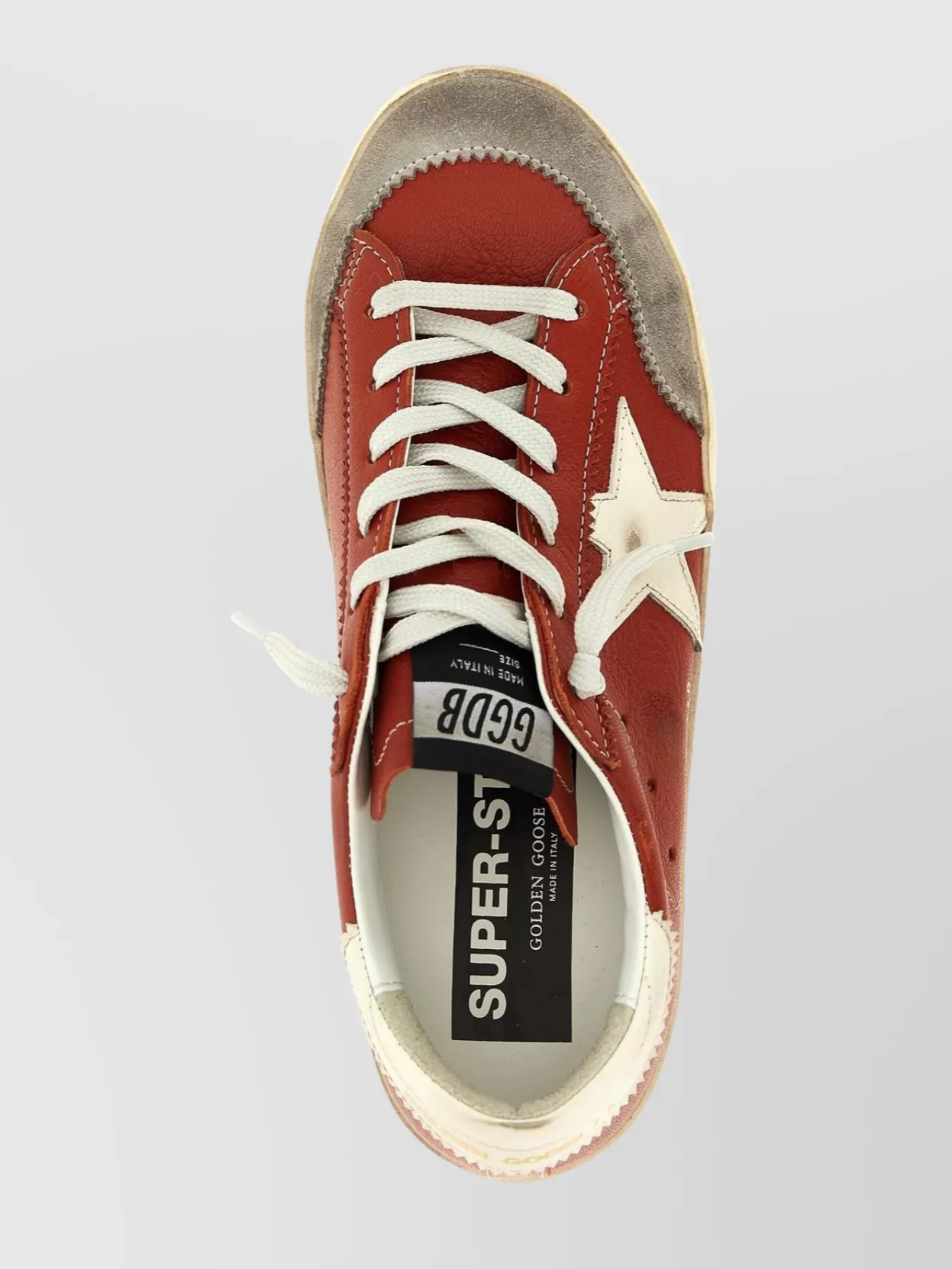 Golden Goose Super-star Distressed Suede-trimmed Leather Sneakers In Orange