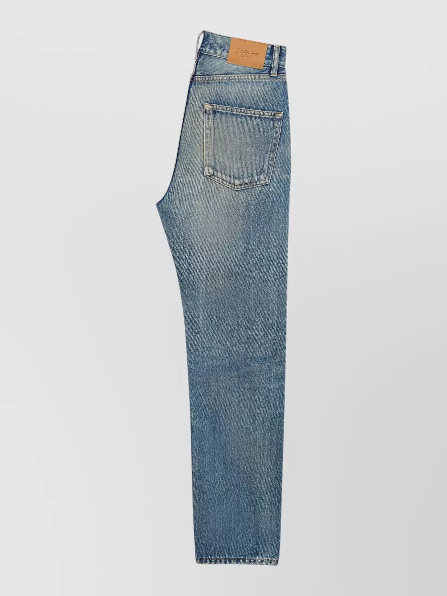 Saint Laurent Denim High-Rise Cropped Straight-Leg Jeans