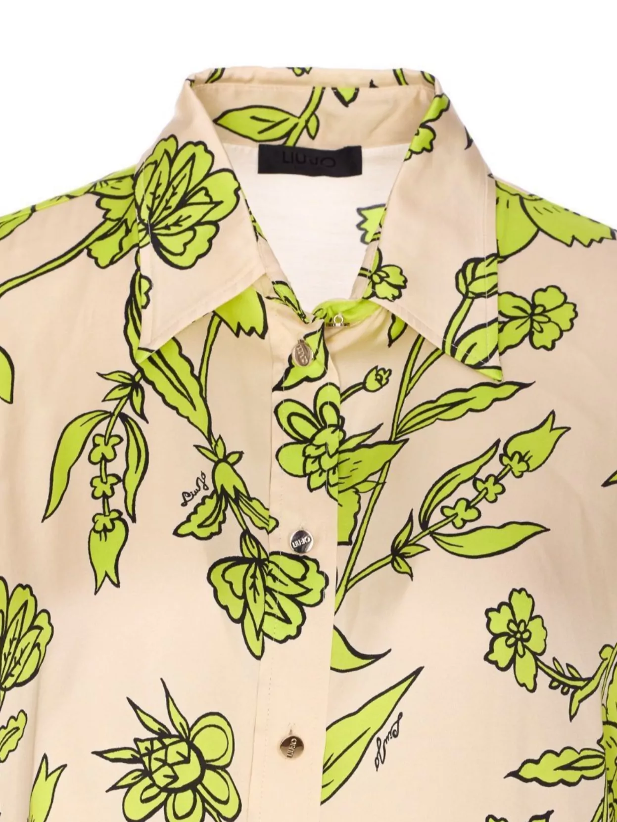 LIU •JO FLORAL PRINT COLLARED NECK SHORT SLEEVE TOP