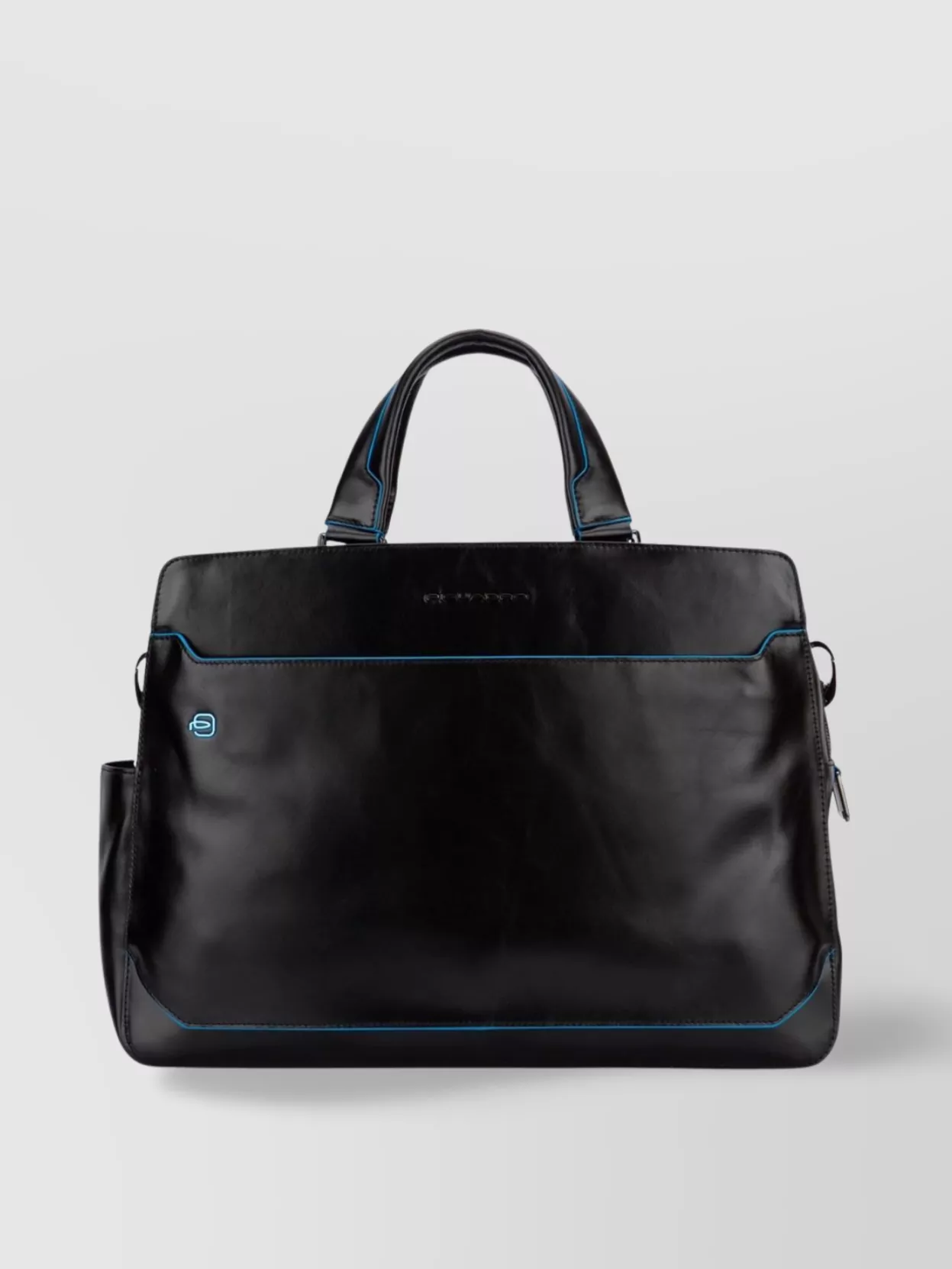 Piquadro Leather Laptop Bag With Handles And Compartments In Silver