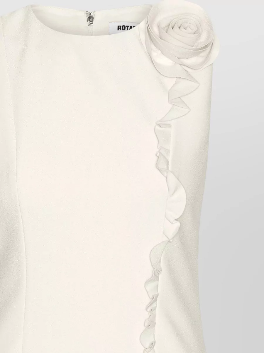 Rotate Crepe Flower Appliqué Mini Dress