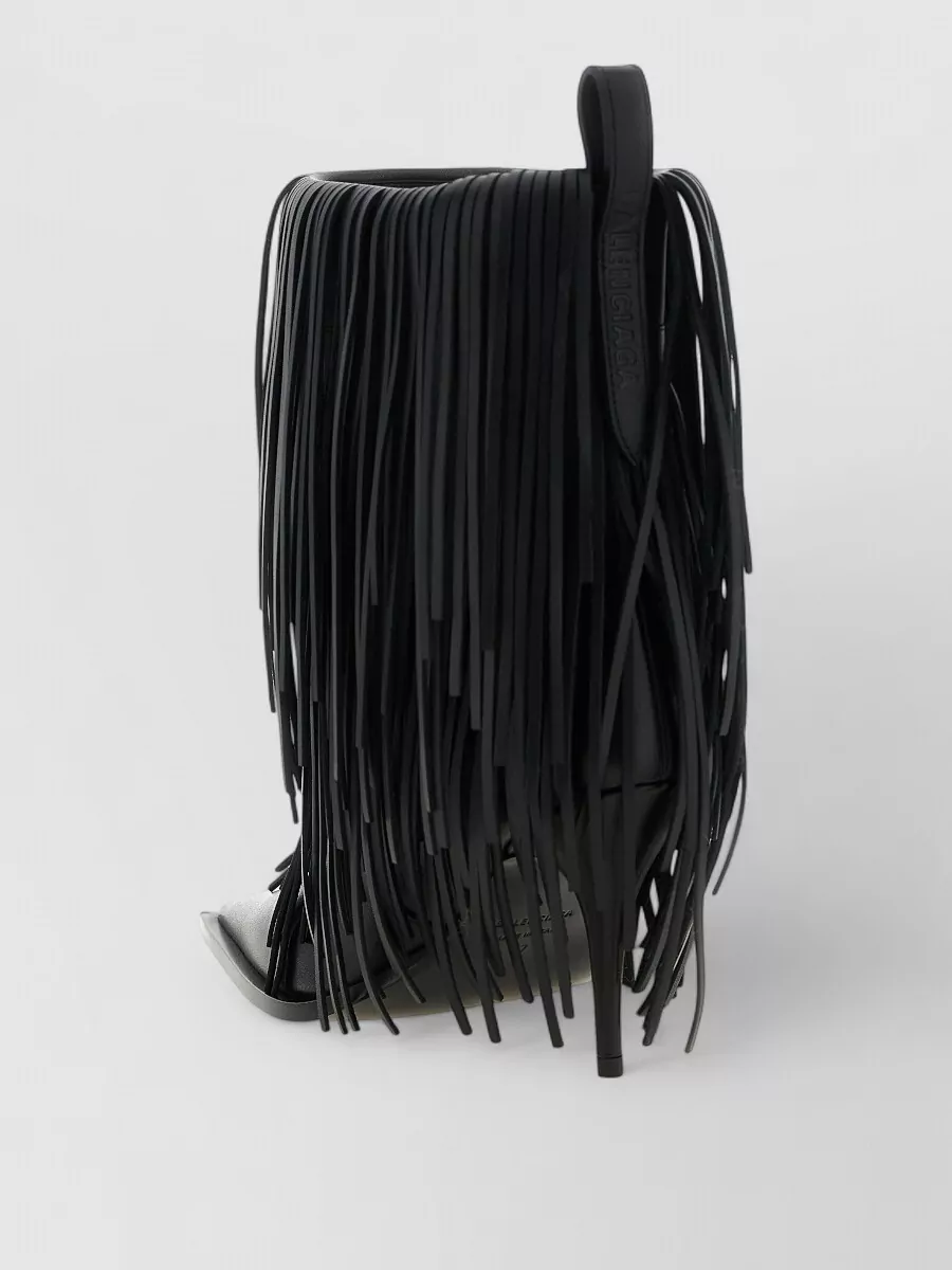 Balenciaga Leather Avenue Fringe Ankle Boots