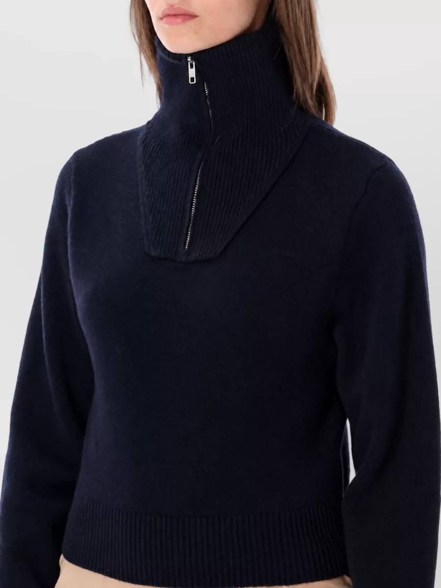 Mm6 Maison Margiela High Neck Zip Wool Jumper