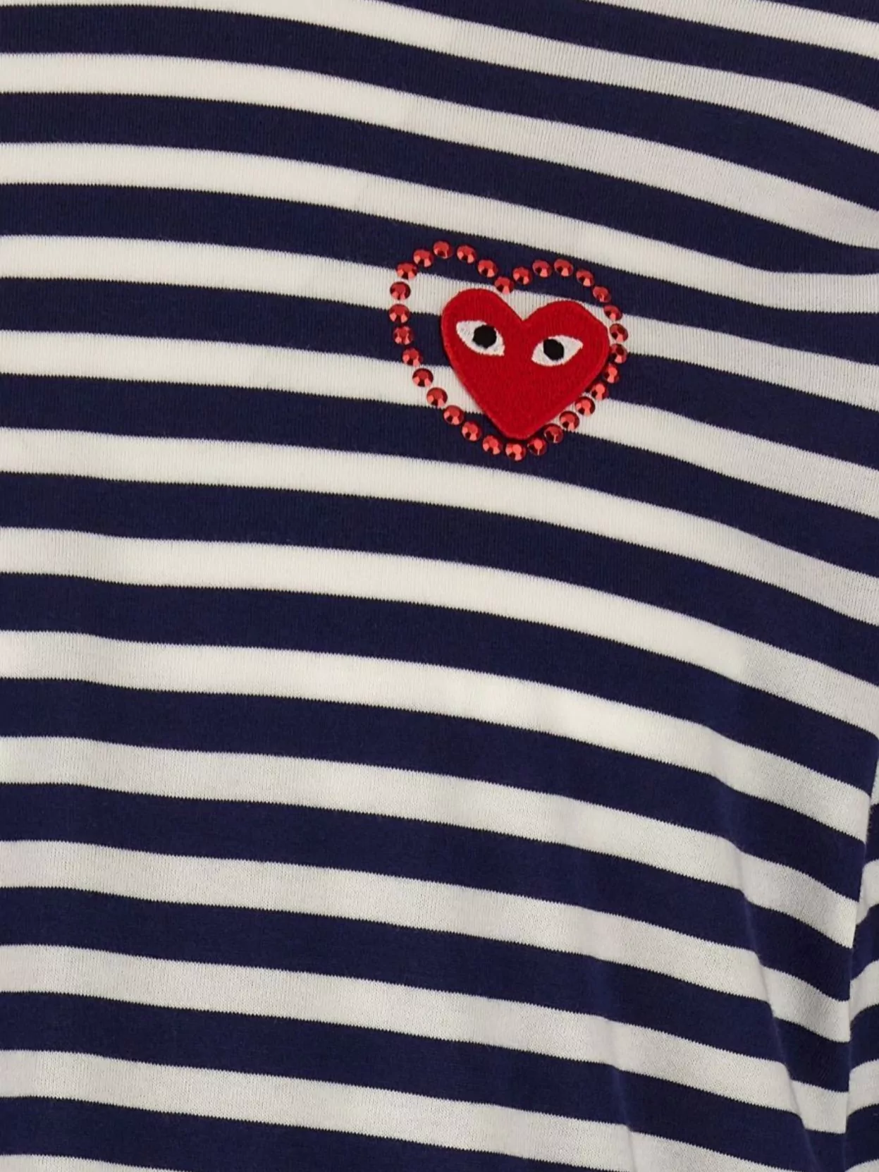 Comme Des Garçons Play Striped Logo Patch Crew Neck T-Shirt