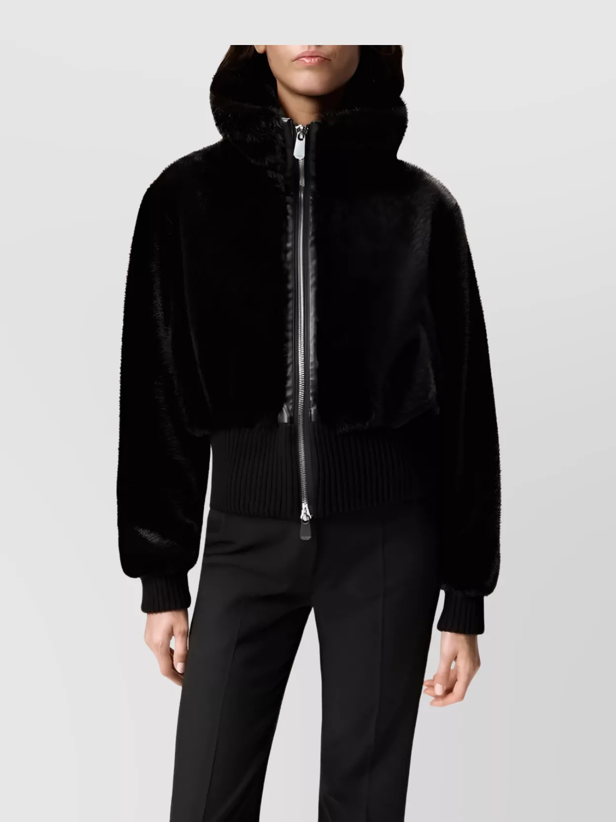 Pinko High Collar Long Sleeve Ribbed Cuff Jacket