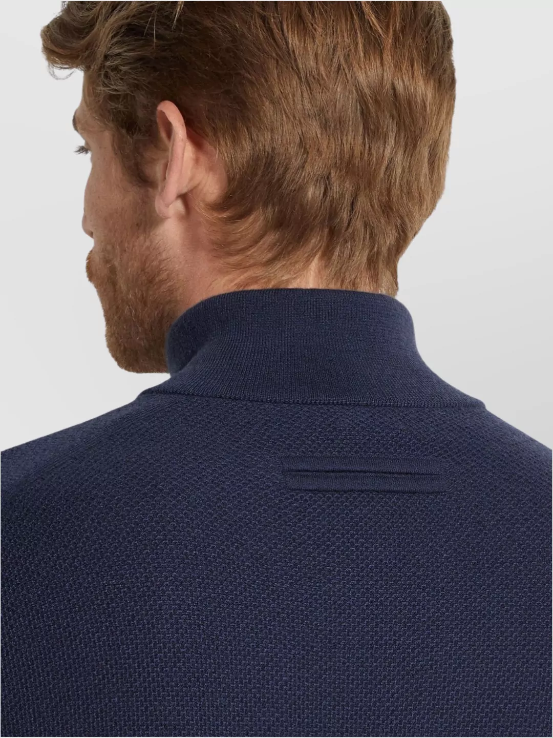 Zegna Long Sleeve Textured Knit Sweater With Leather