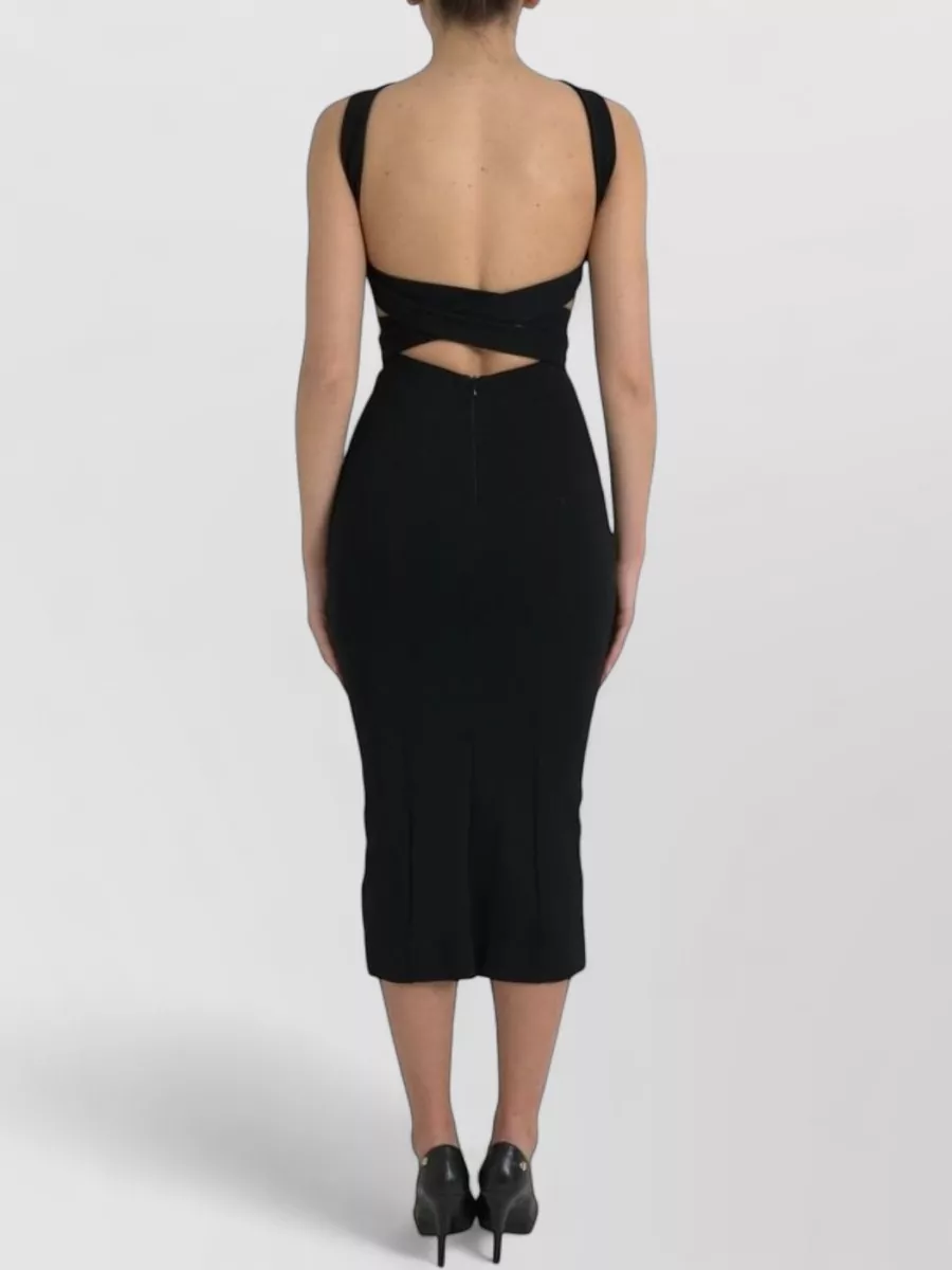 Dolce&Gabbana Crisscross Halterneck Belted Midi Dress