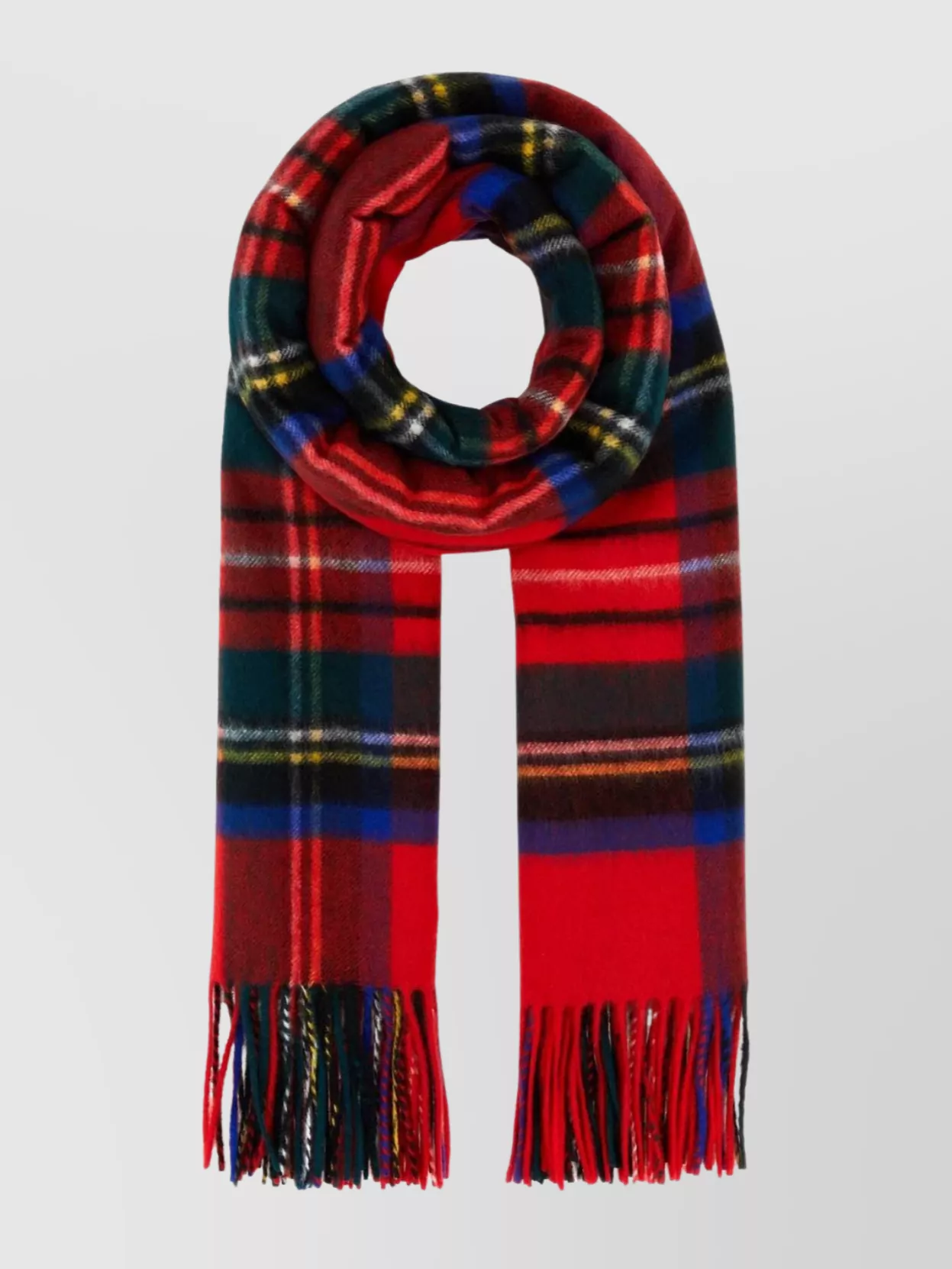Shop Johnstons Of Elgin Embroidered Plaid Pattern Cashmere Scarf