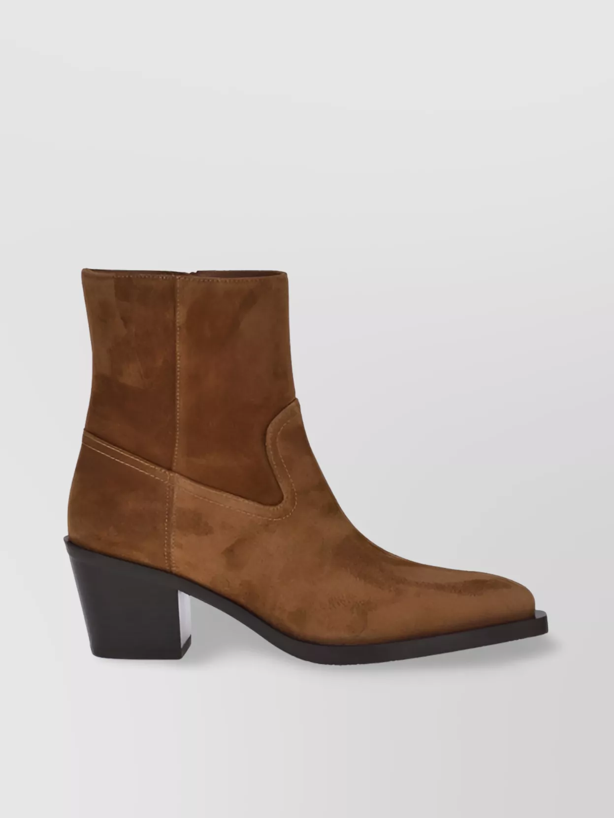 Stuart Weitzman Western-inspired Almond Toe Ankle Boots In Brown