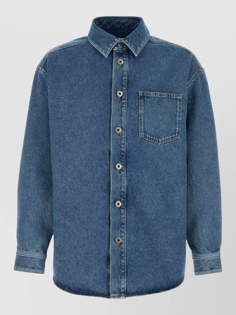 Loewe Long Sleeve Denim Shirt With Chest Pocket In Blue