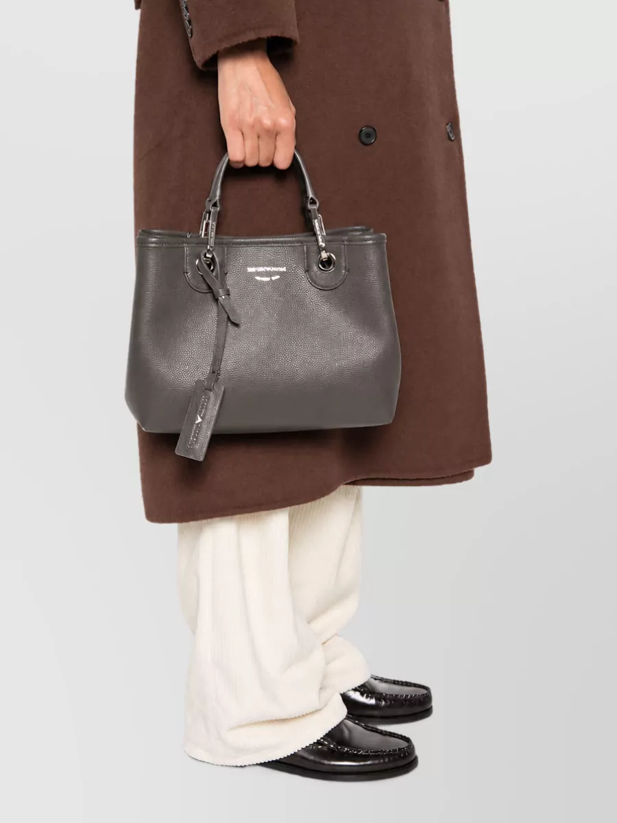Emporio Armani Grained Logo Print Shoulder Bag