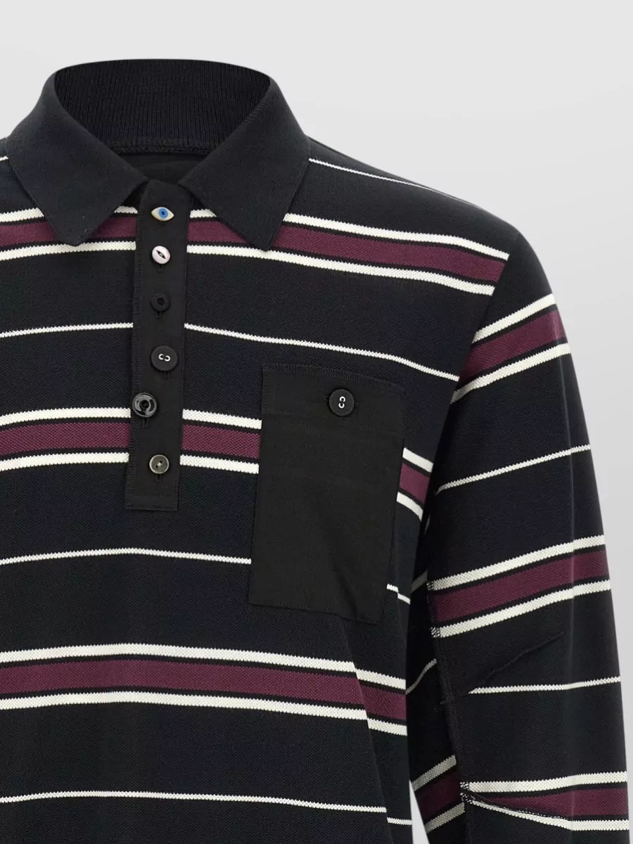 Undercover Striped Cotton Long-Sleeve Polo Shirt