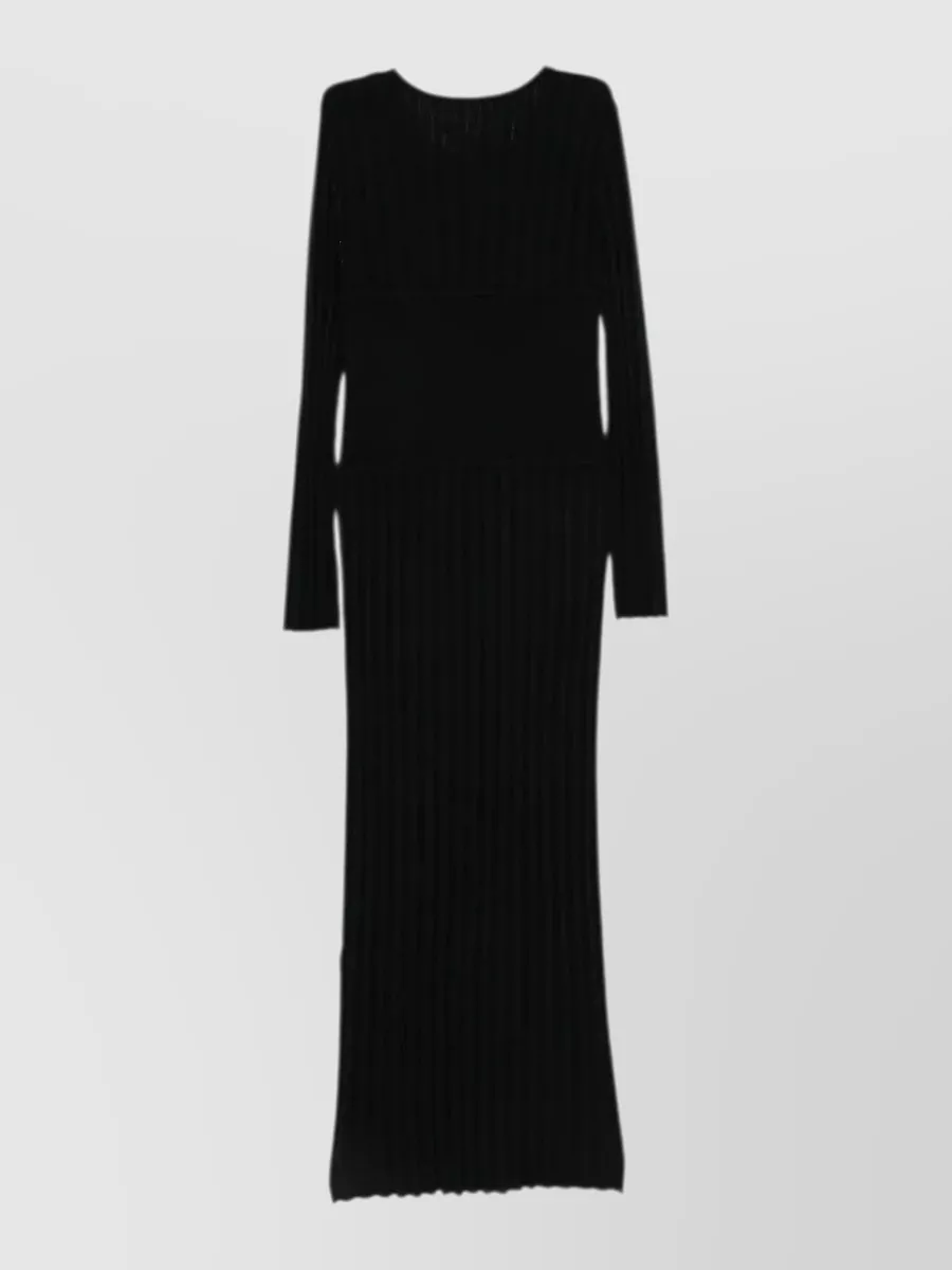 Lisa Yang Cashmere Knitted Crewneck Long-Sleeve Midi Dress