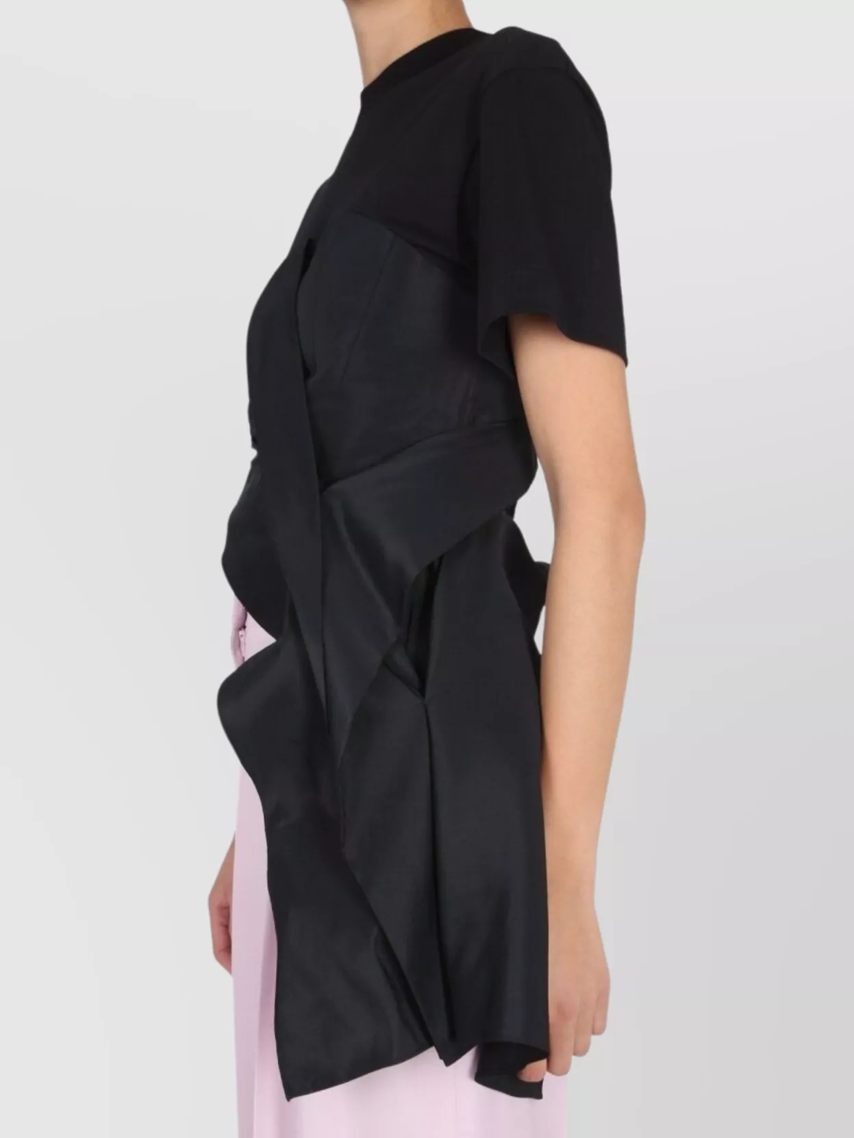 Alexander Mcqueen Draped Asymmetric Contrast Fabric T-Shirt