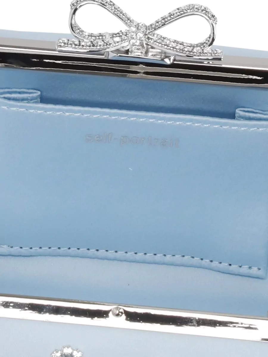 Self-Portrait Diamante Satin Crystal-Embellished Clutch Bag