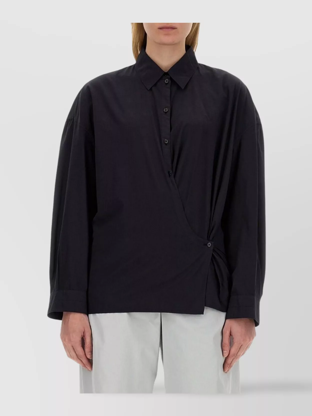 Lemaire Asymmetric Long Sleeve Buttoned Shirt