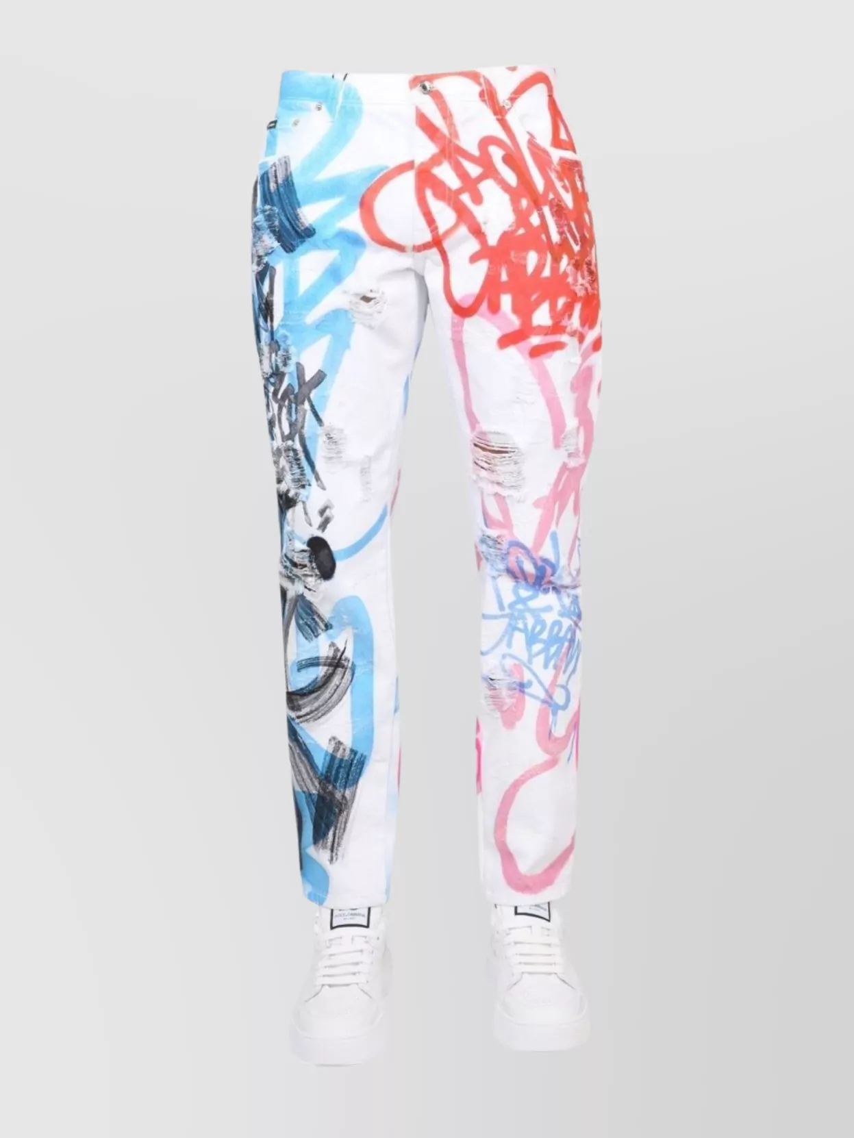 Dolce & Gabbana Spray-paint Graffiti Print Loose Jeans