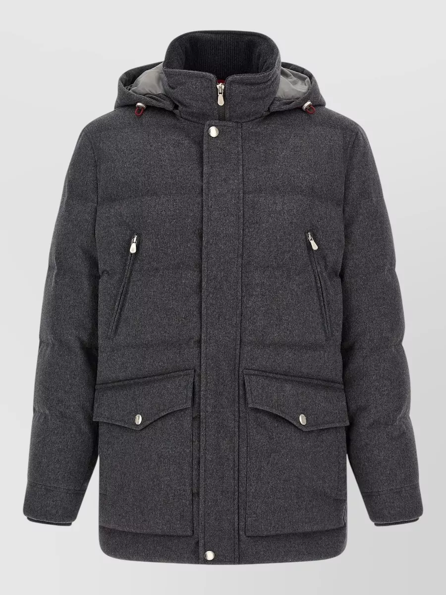 Brunello Cucinelli Wool flannel quilted padded parka