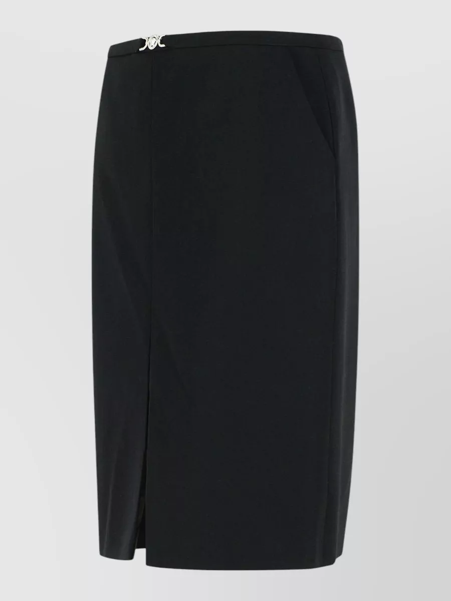 Versace Virgin Wool Skirt Front Slit Belt Detail