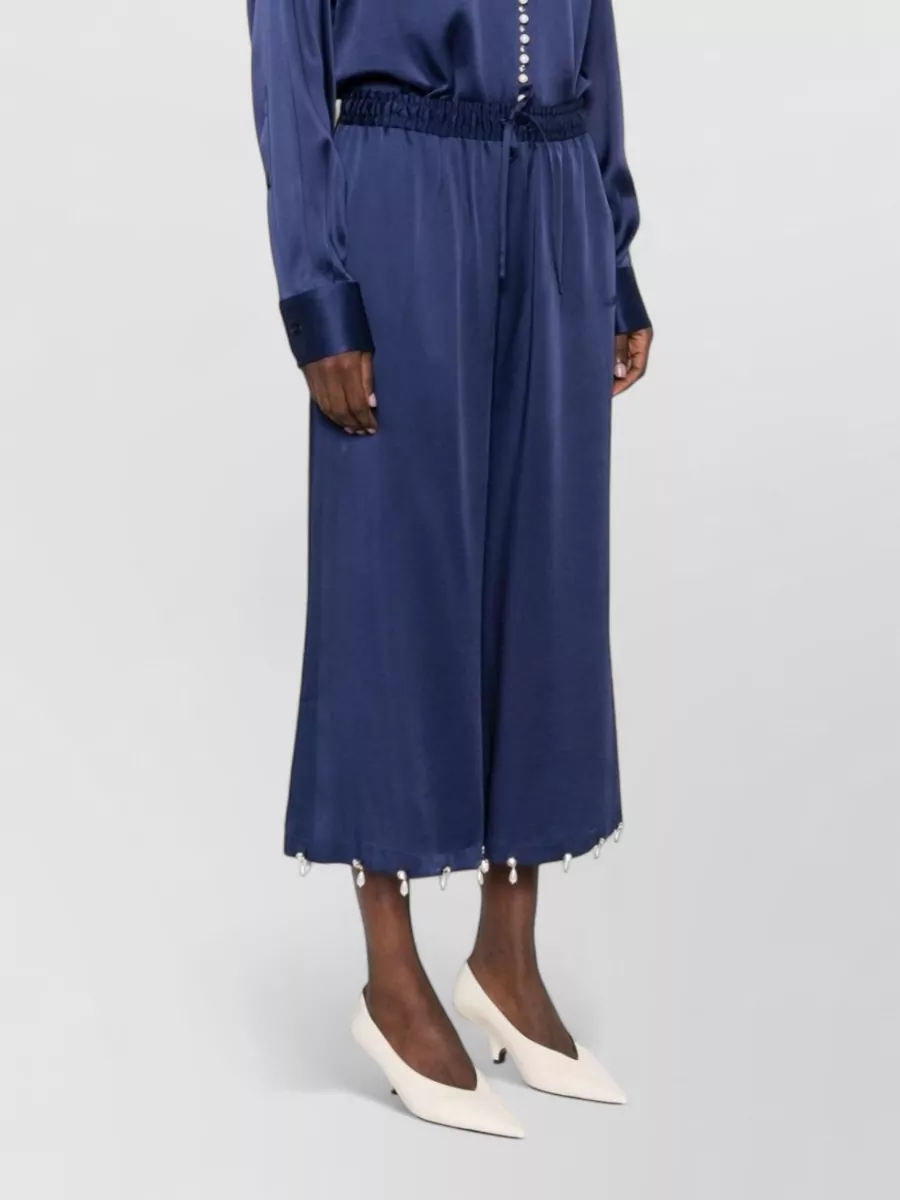 Stella Mccartney Pearl Embellished Wide Leg Satin Trousers