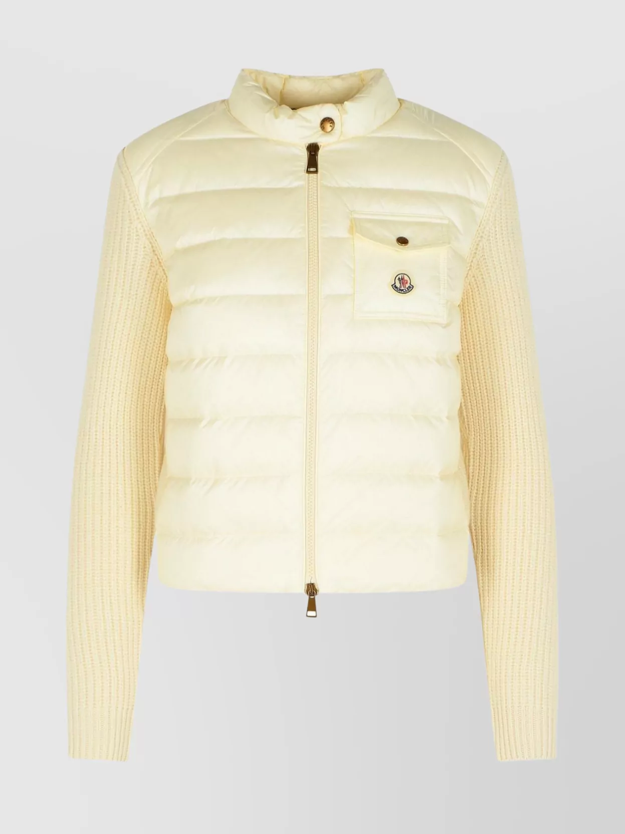 Moncler Virgin Wool Cashmere Blend Knit Cardigan In Yellow