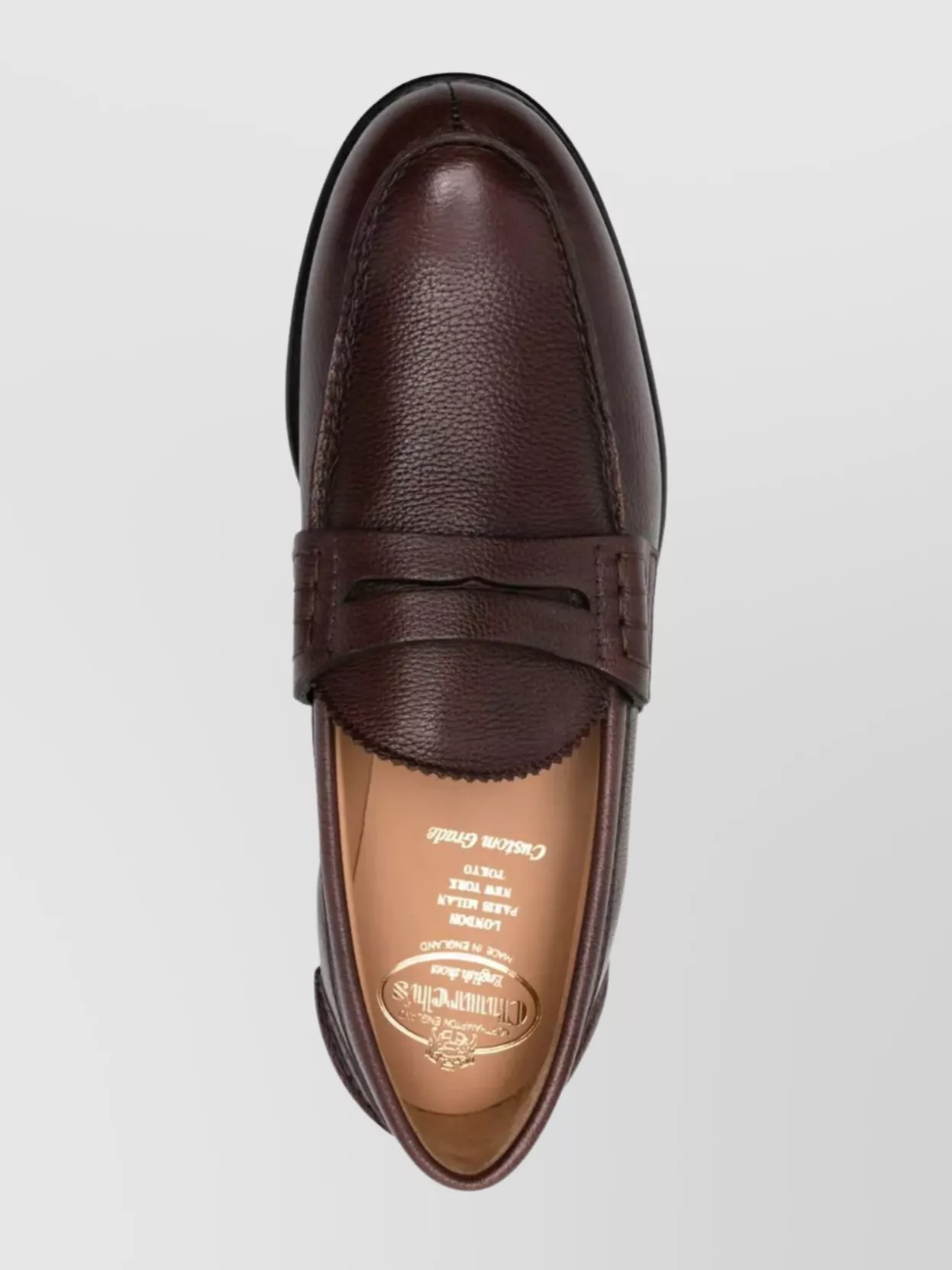 Church's Round Toe Leather Slippers With Penny Strap