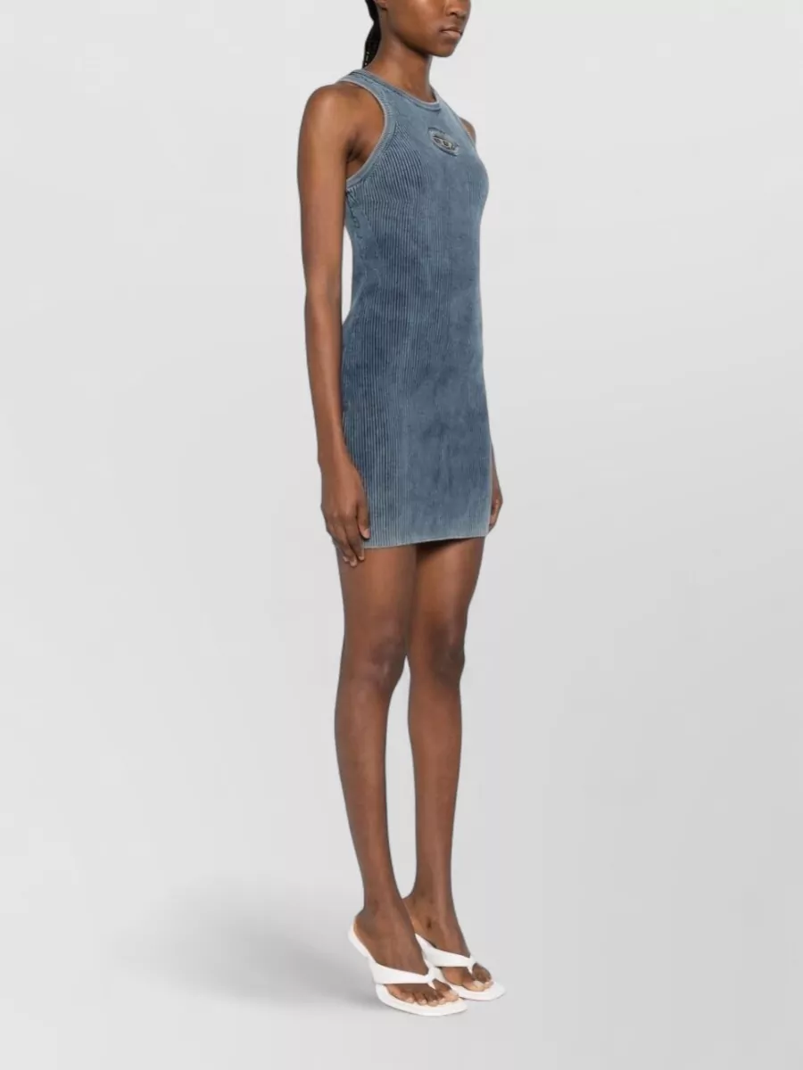 Diesel Cotton Mini Dress Sleeveless Round Neckline
