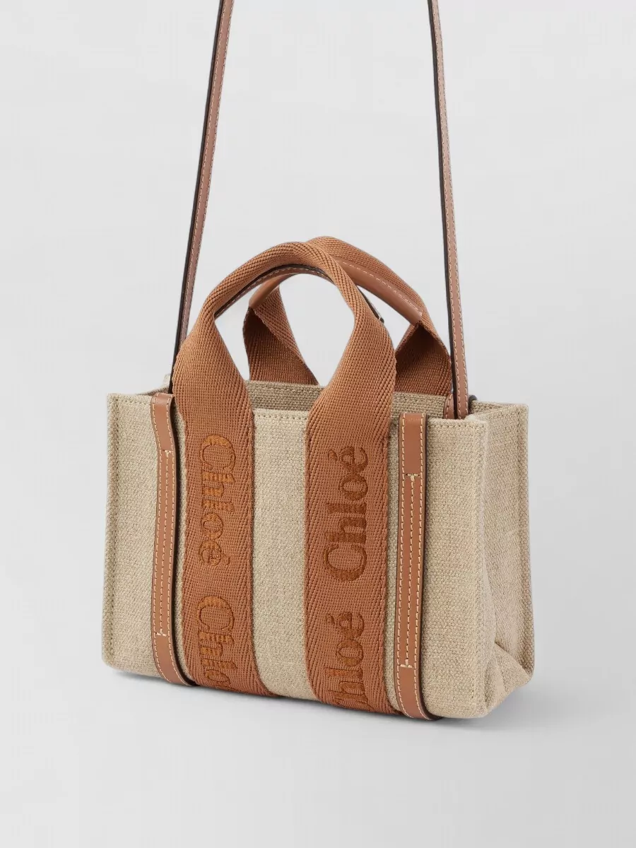 Chloé Woody Mini Linen Tote Bag