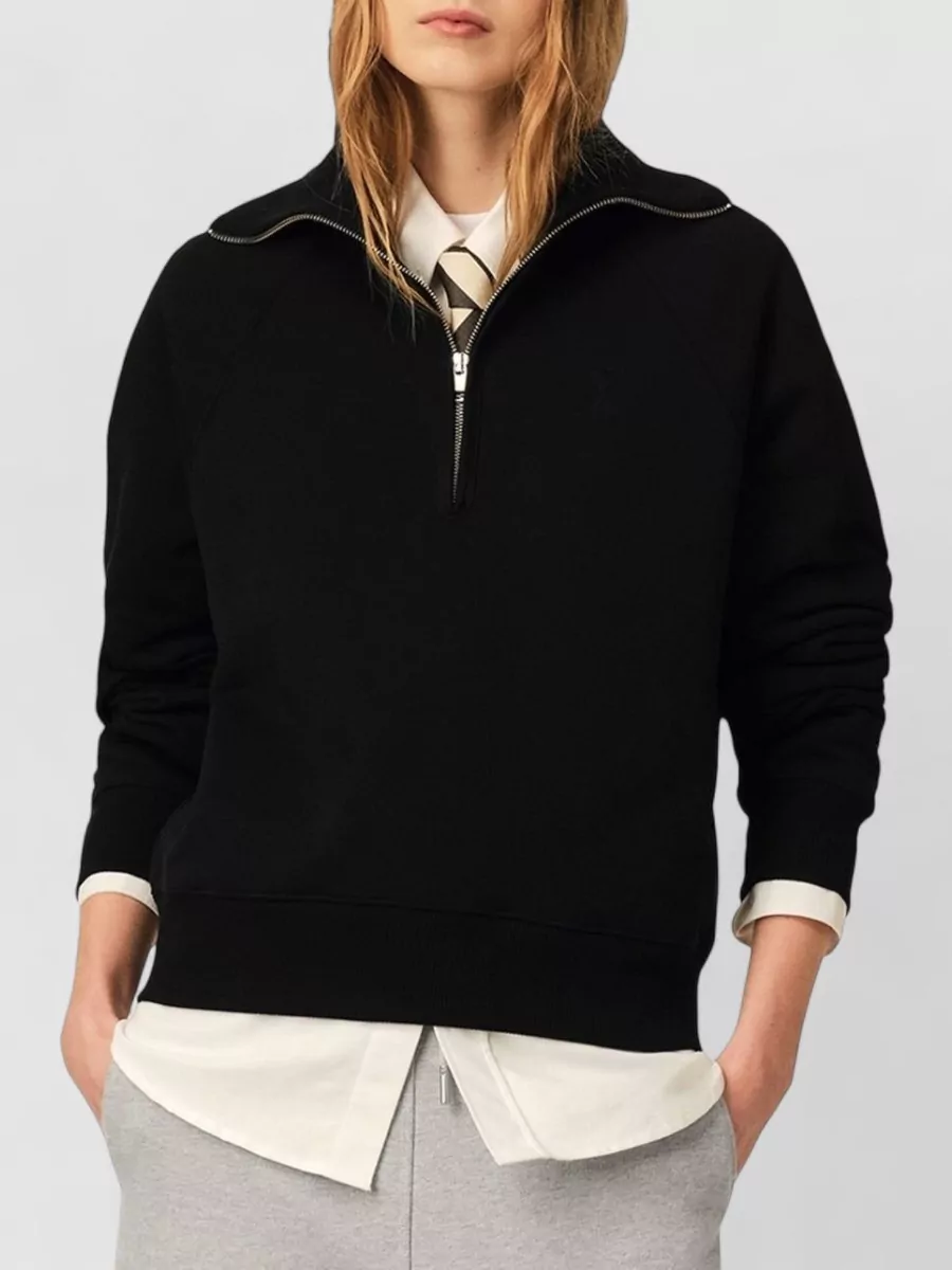 Ami Paris Cotton Boxy Zip Sweatshirt