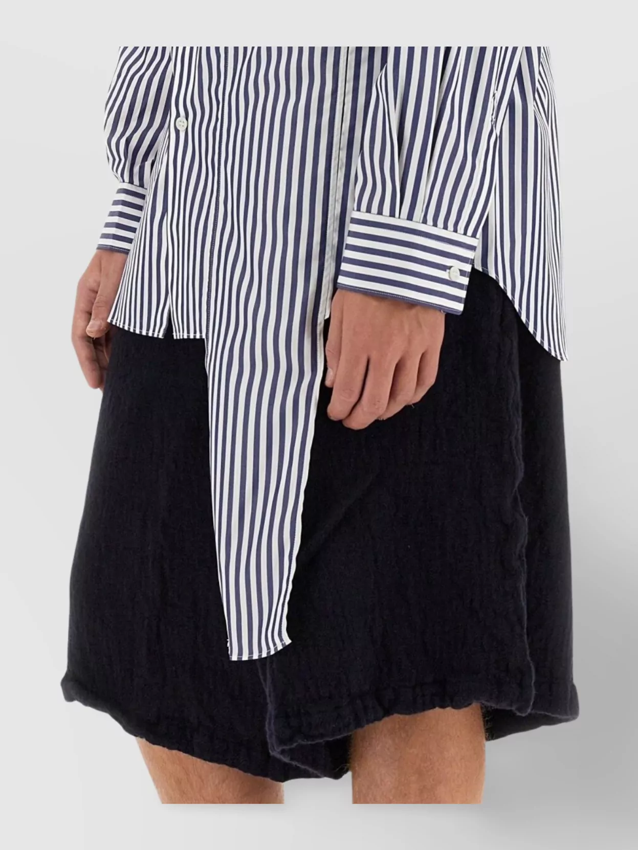 Comme Des Garçons Asymmetrical Collar Striped Shirt