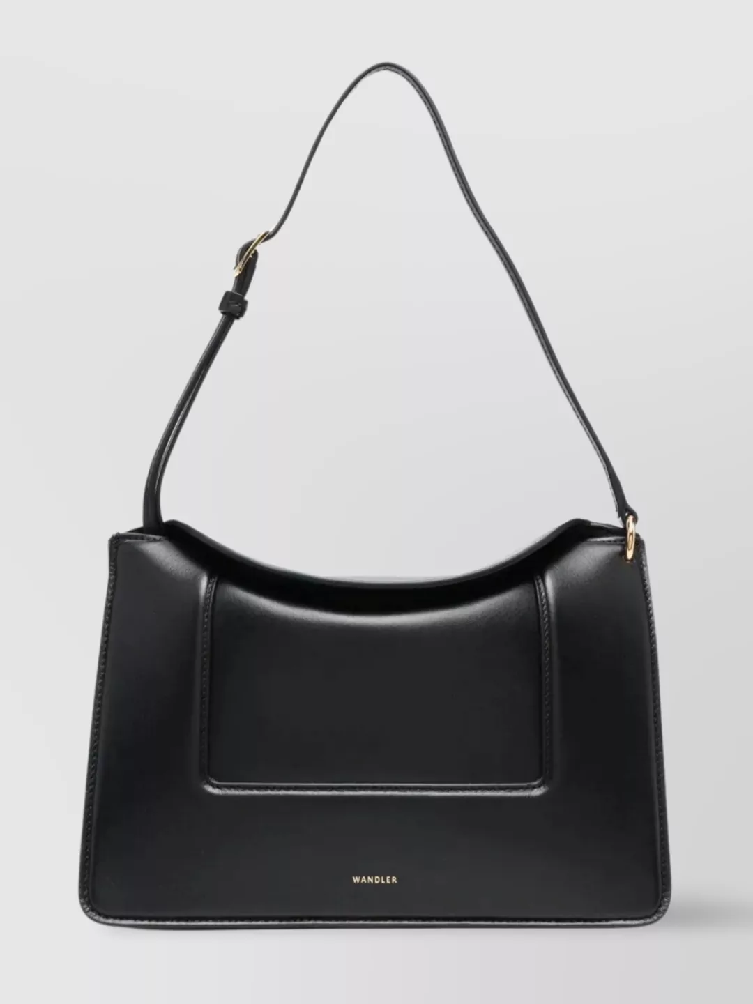 Shop Wandler Adjustable Leather Shoulder Bag With Gold-tone Hardware In Black