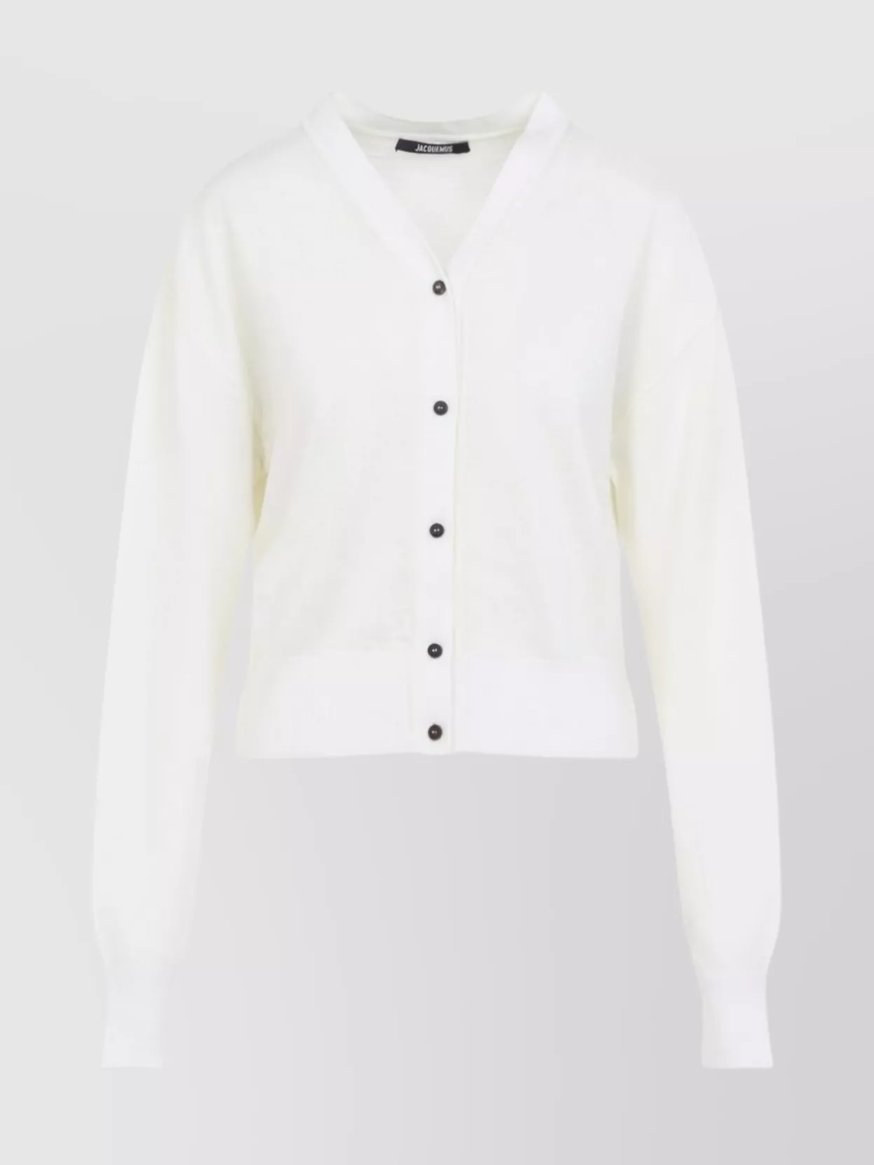 Jacquemus Knit Cardigan With Ribbed Cuffs And V-neckline In White