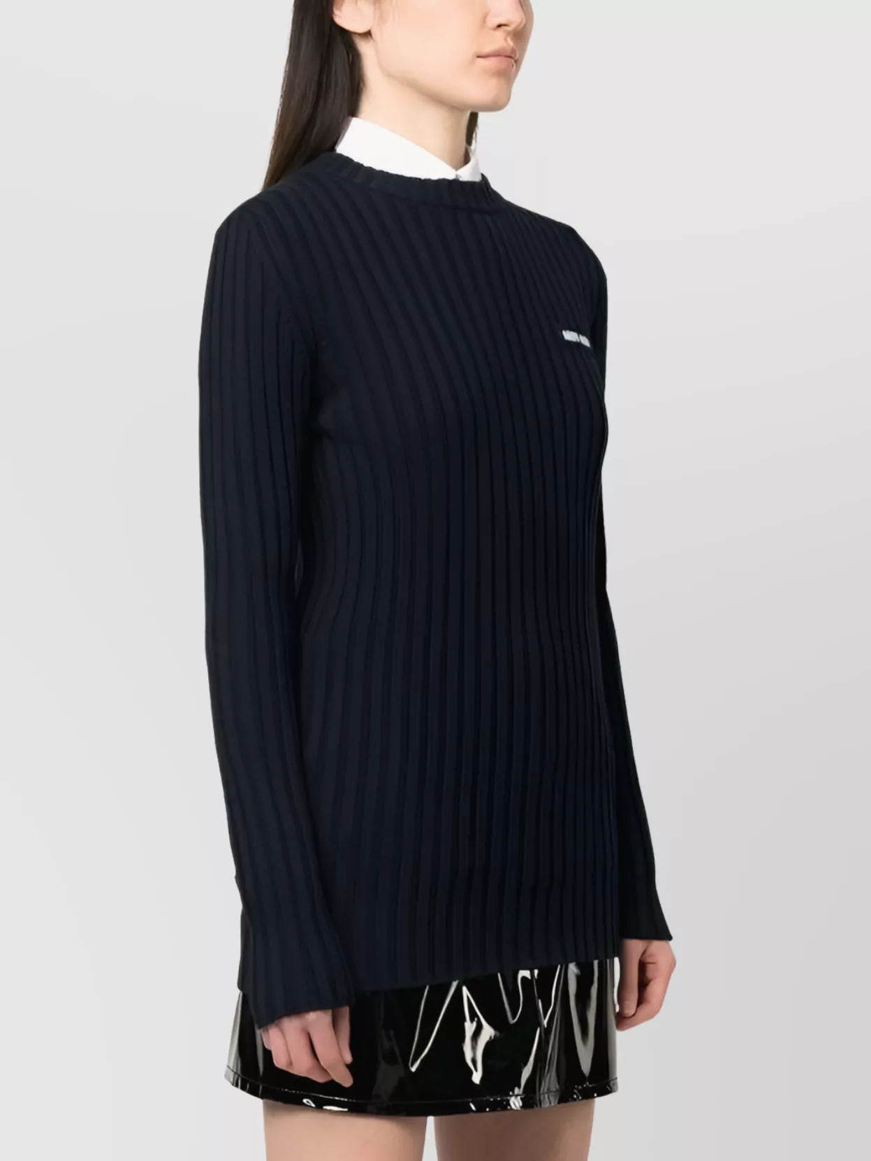 Miu Miu Logo Embroidered Crew Neck Jumper