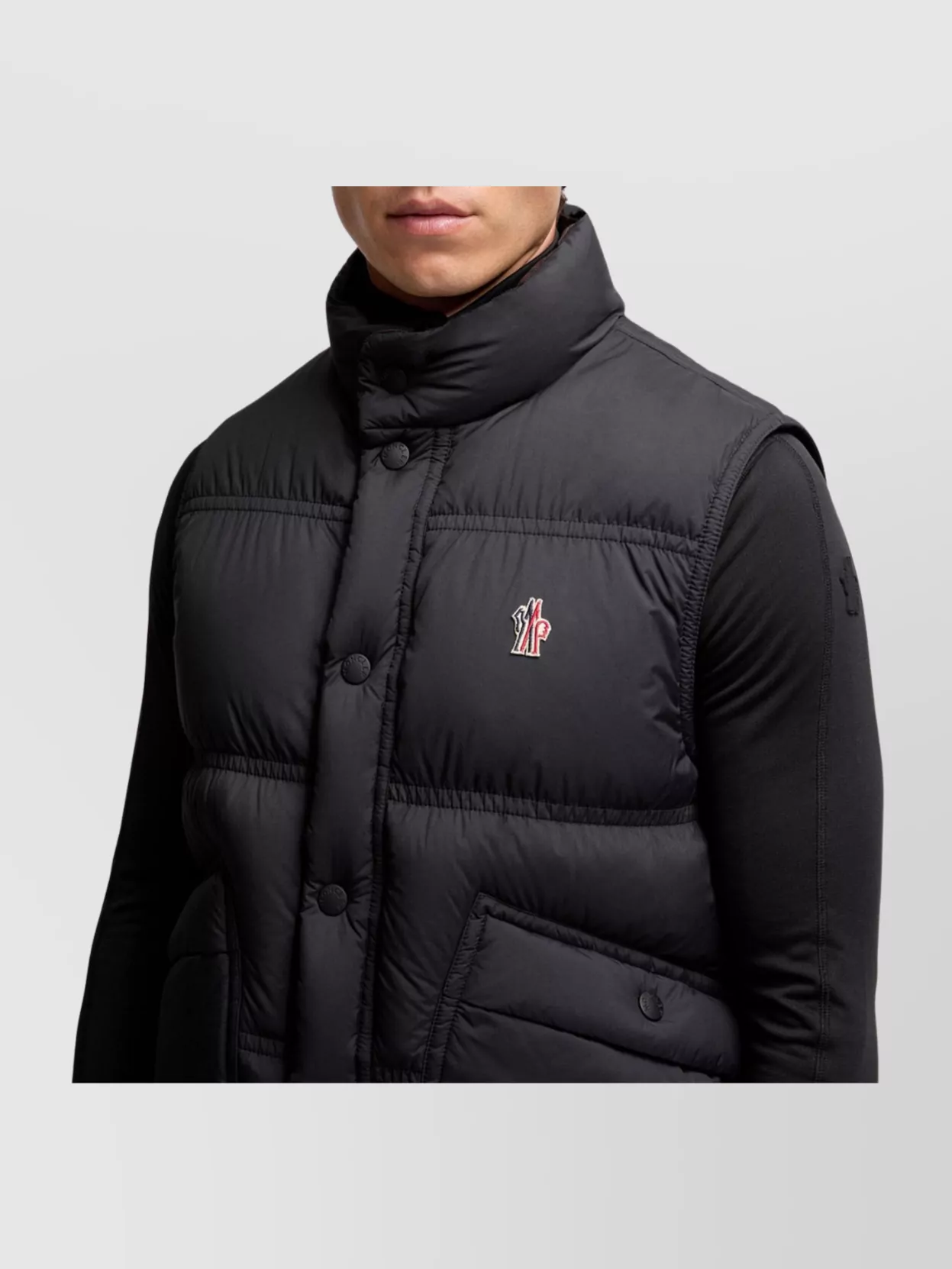 Moncler Padded Nylon Vest High Collar In Black