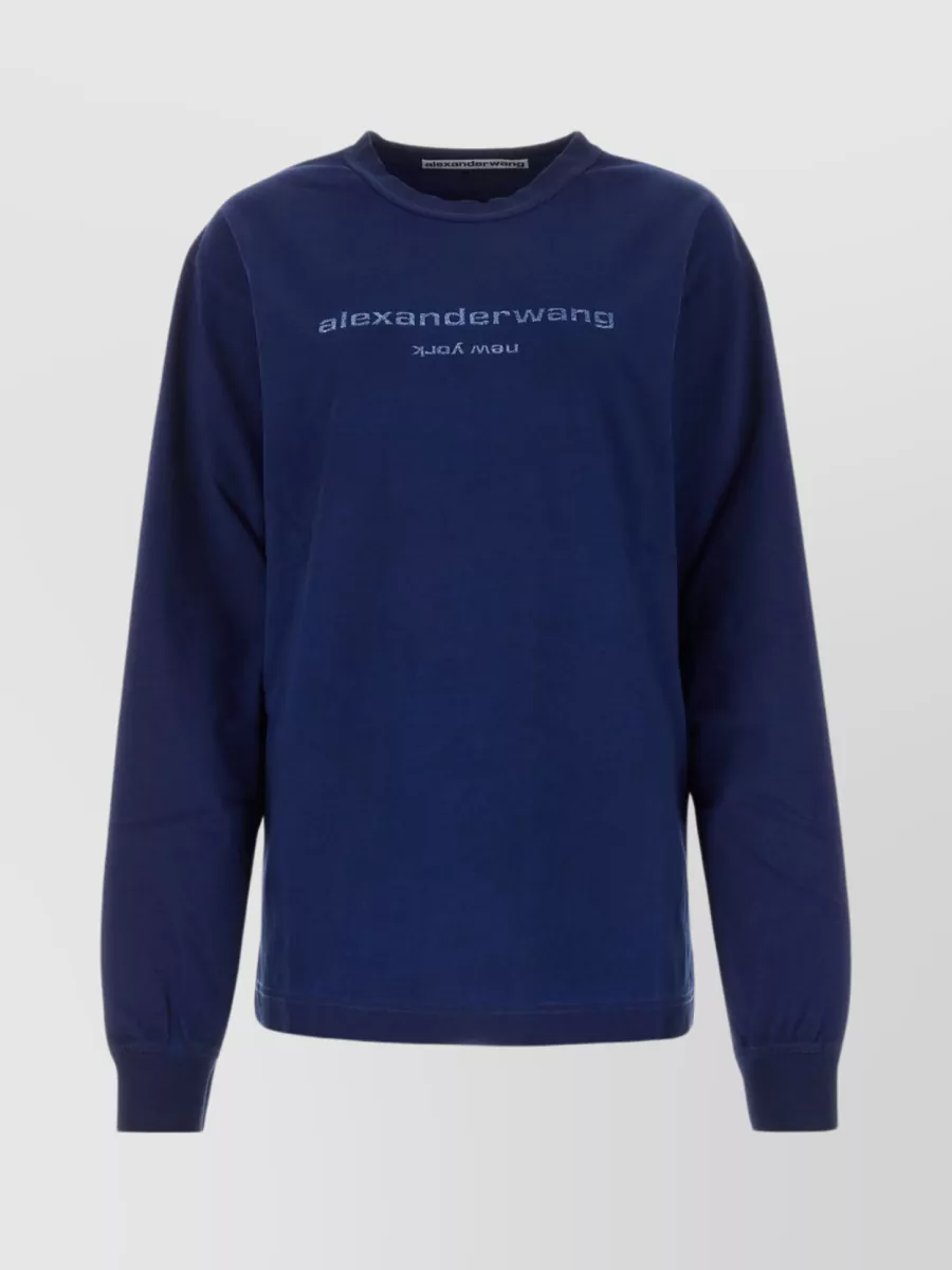 Shop Alexander Wang Cotton Oversize Long-sleeve T-shirt In Blue