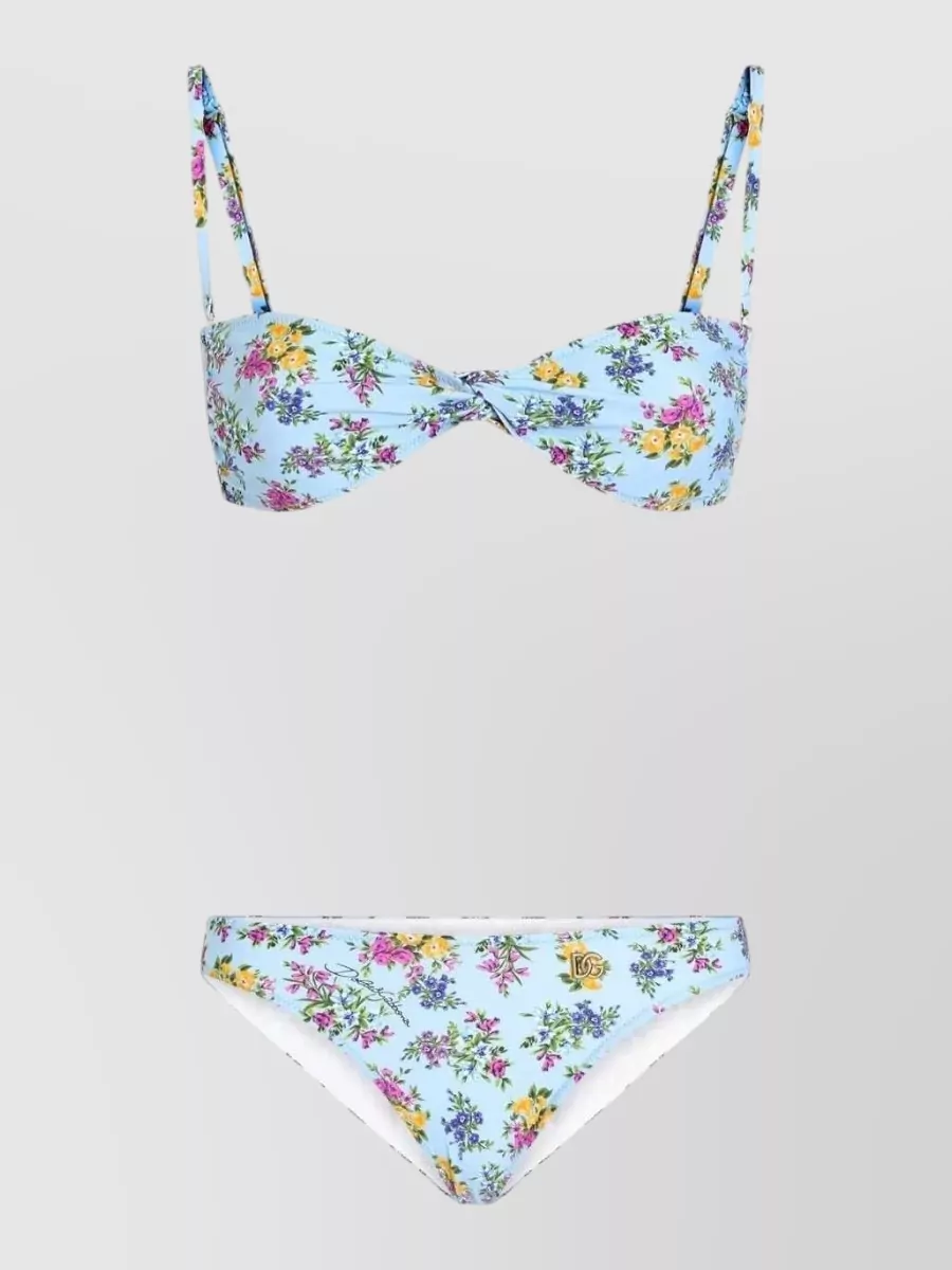 Dolce&Gabbana Floral-Print Twisted Bikini Set