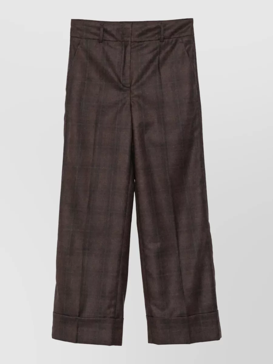 Incotex checked virgin wool pleated suit trousers