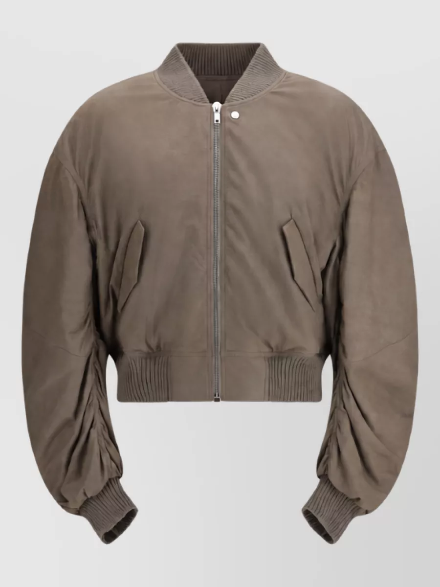 Rick Owens lamb leather padded bomber jacket