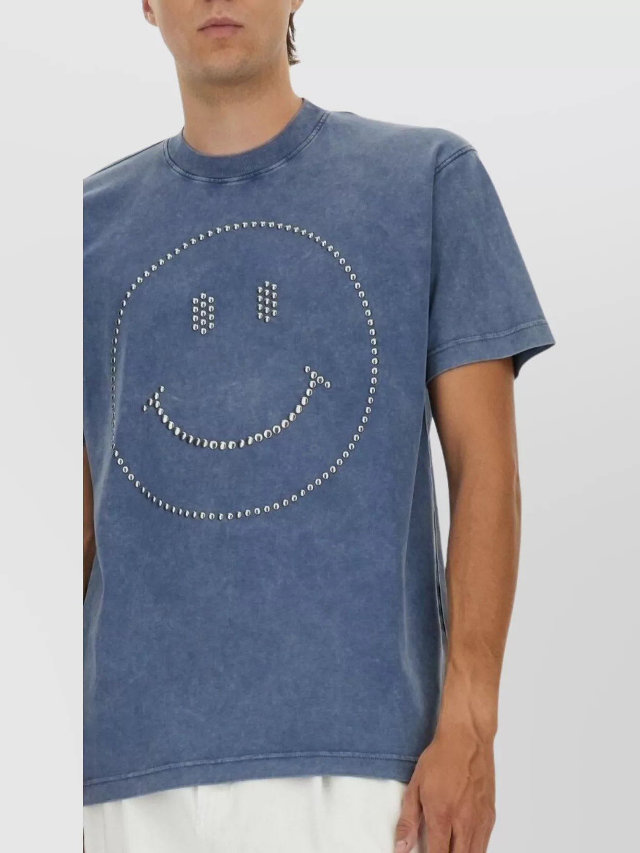 Moschino Smiley Face Studs Crew Neck T-Shirt