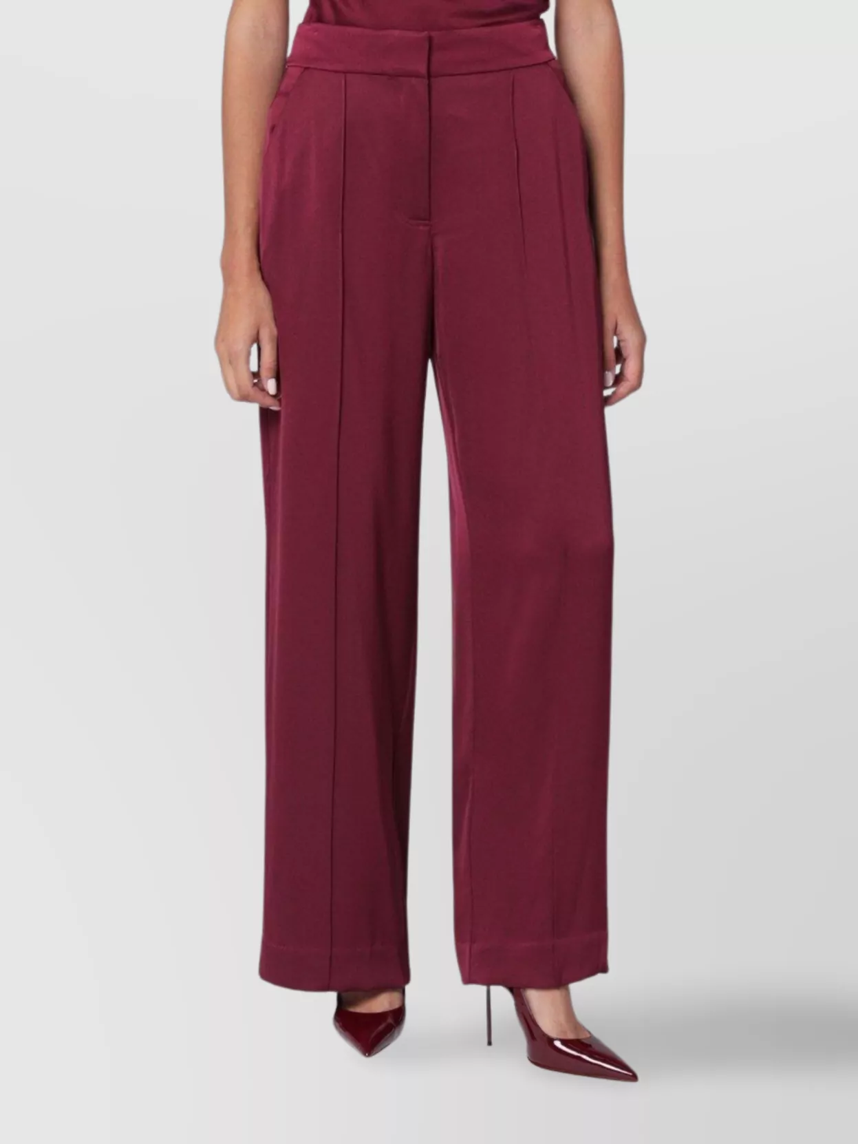Simkhai High Waist Wide Leg Trousers With Pleats In Red