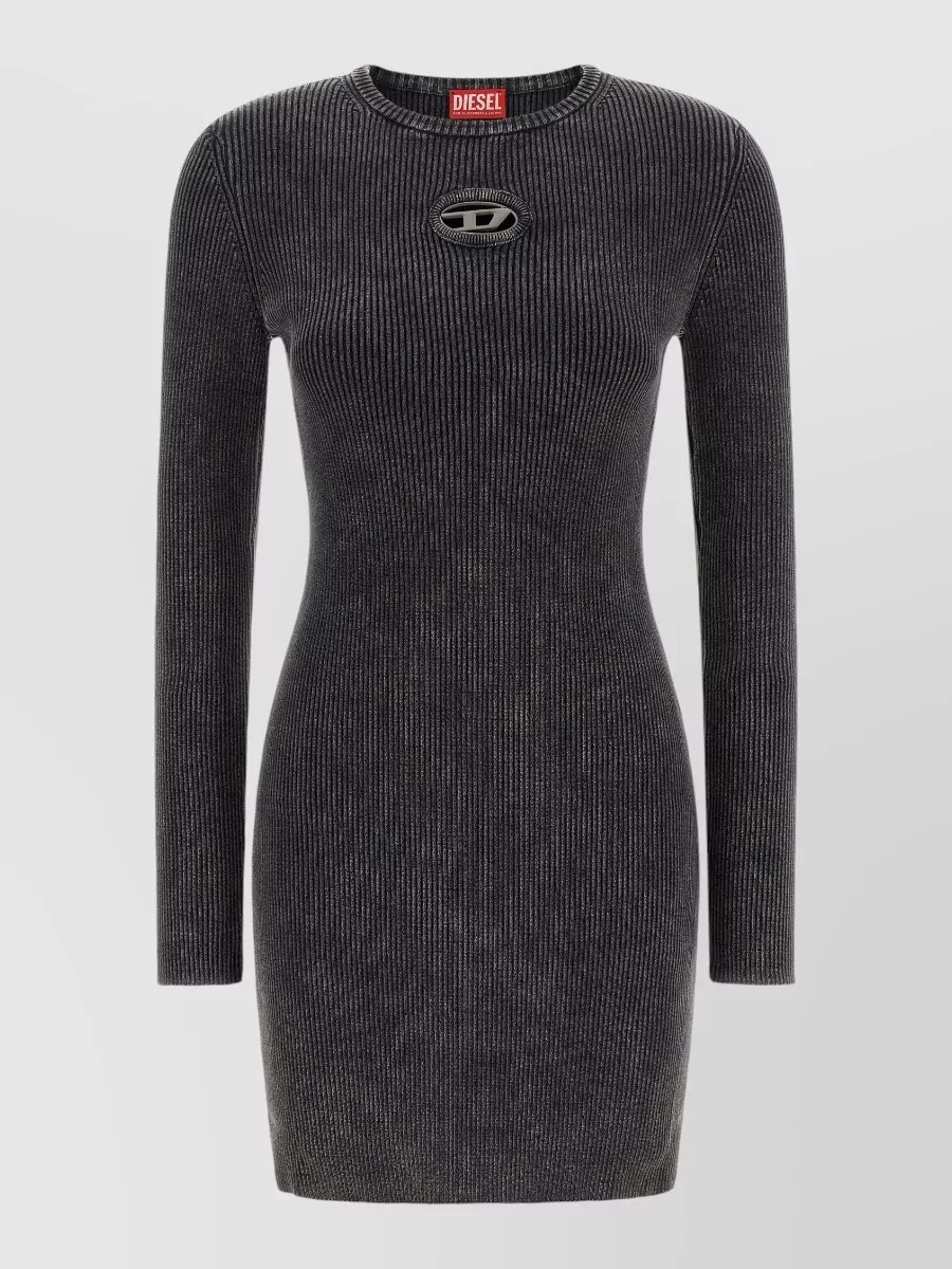 Diesel ribbed cutout mini knitted dress
