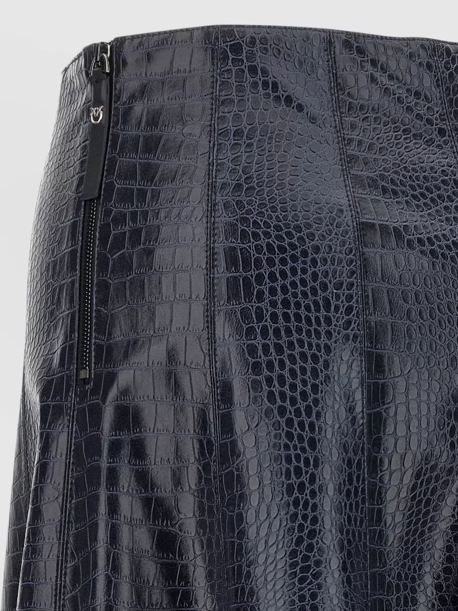 Pinko Coated Croc-Effect A-Line Midi Skirt