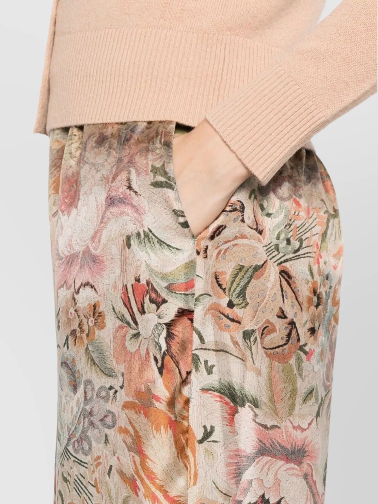 Pierre Louise Mascia Floral Pattern Silk Trousers