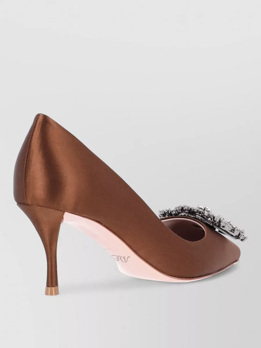 Roger Vivier satin crystal embellished pumps