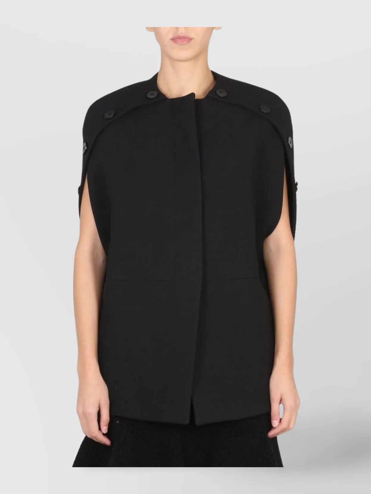 Jil Sander Wool Cape Button Detailing