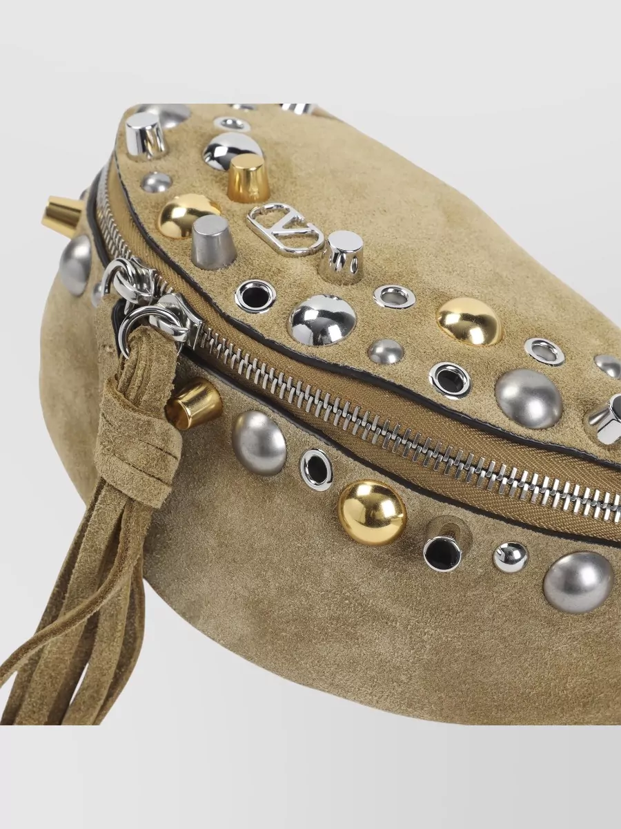 Valentino Garavani Belt Bag Suede Tassel Studs Adjustable