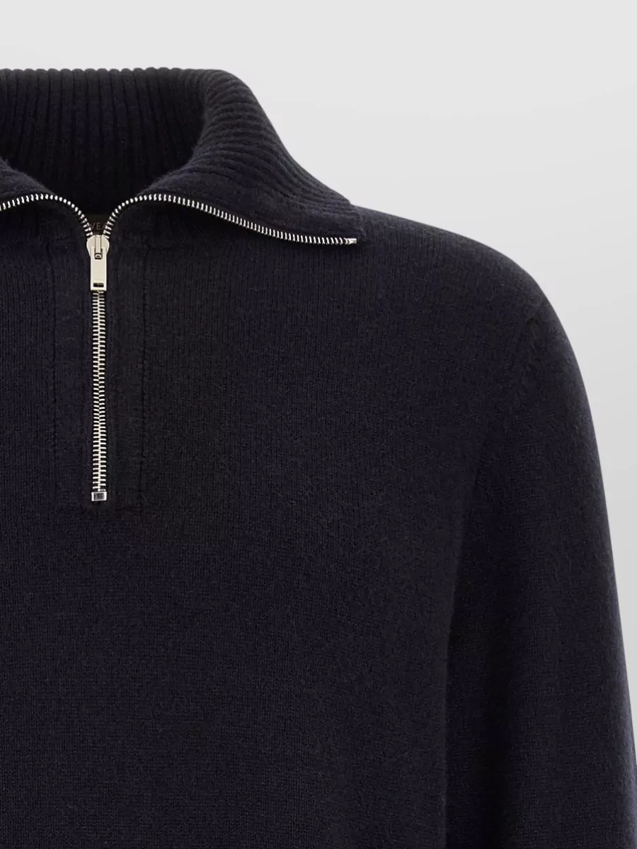 Zanone Cashmere Ribbed High Neck Half Zip Jumper