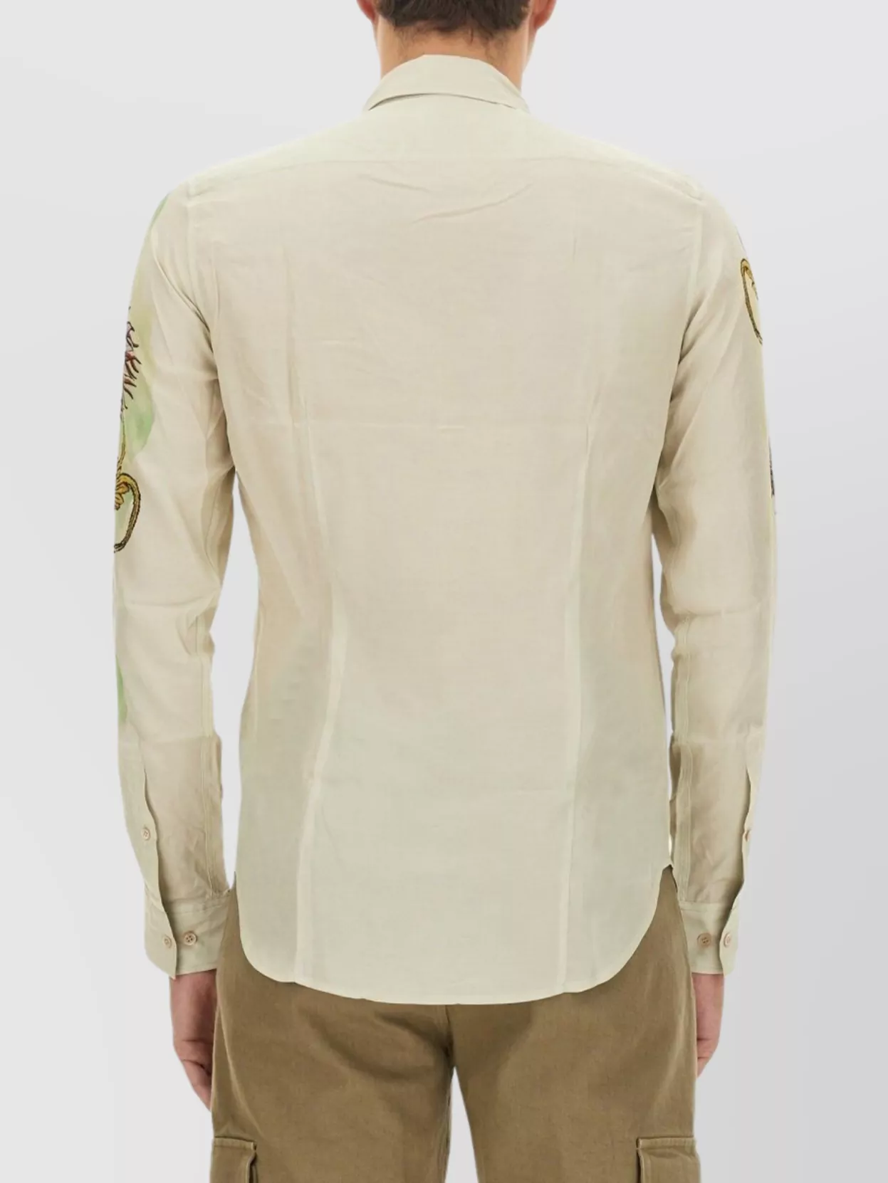 Dries Van Noten Floral Embroidered Slim Fit Long Sleeve Shirt
