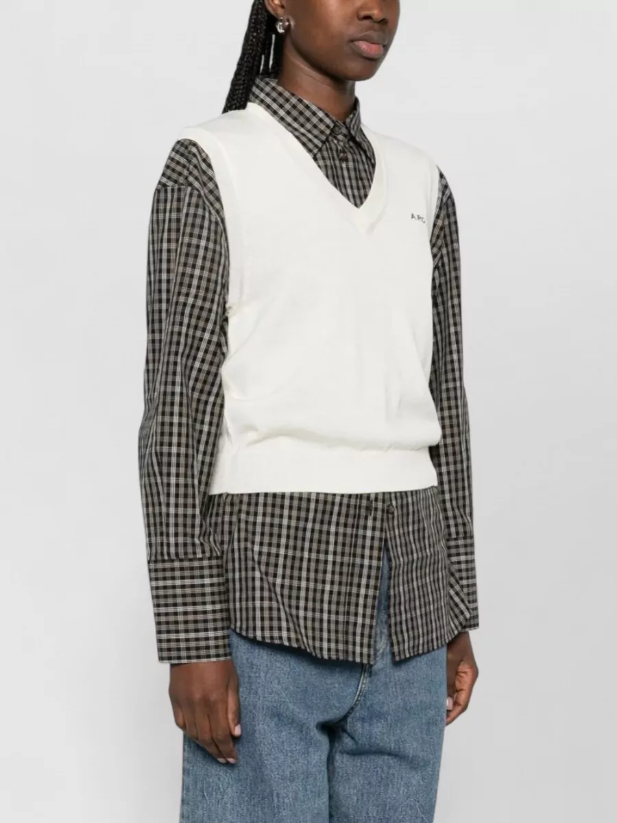 A.p.c. Emilie V Neck Knit Vest Sleeveless