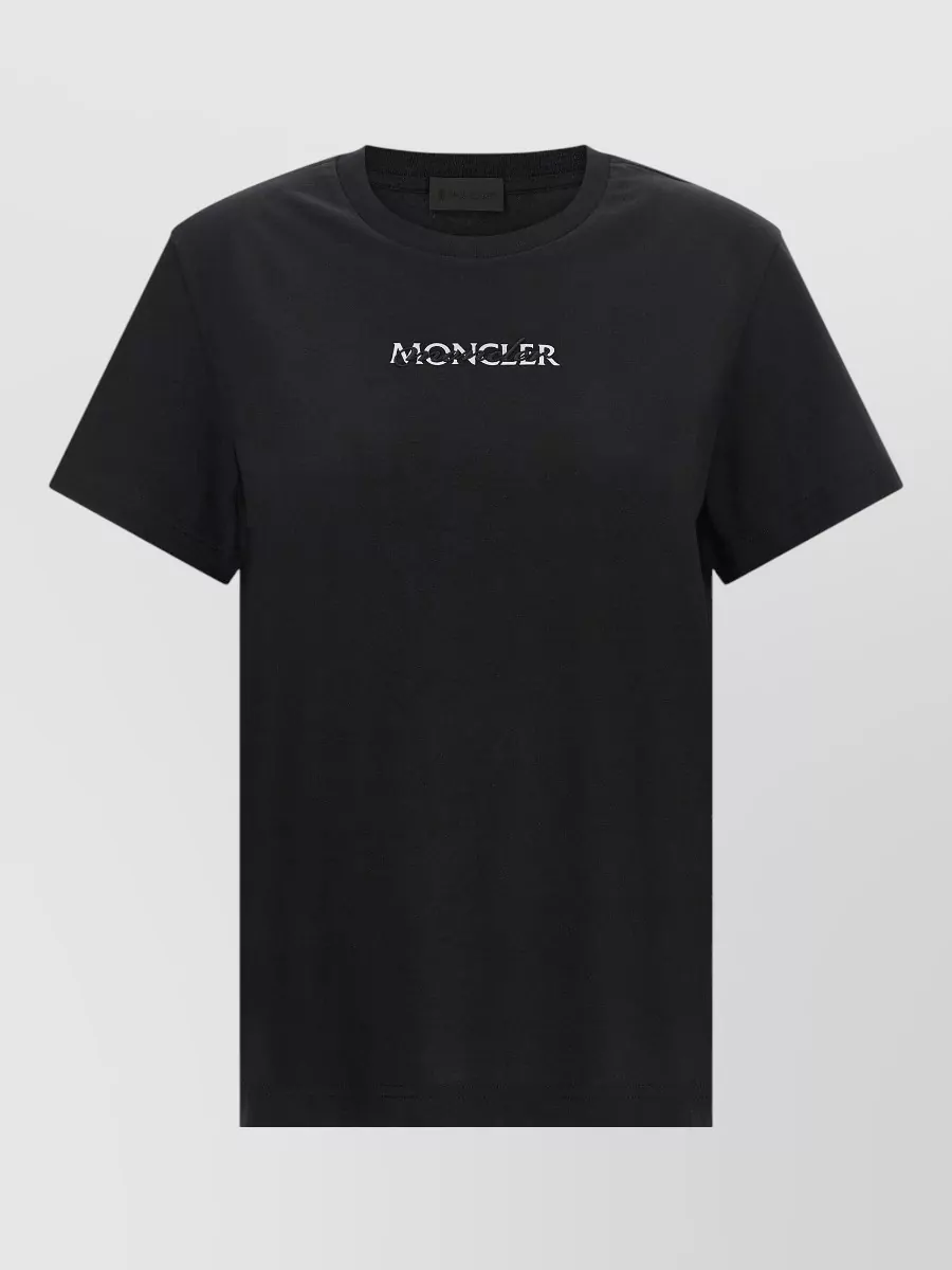 Moncler Ribbed cotton logo embroidered t-shirt